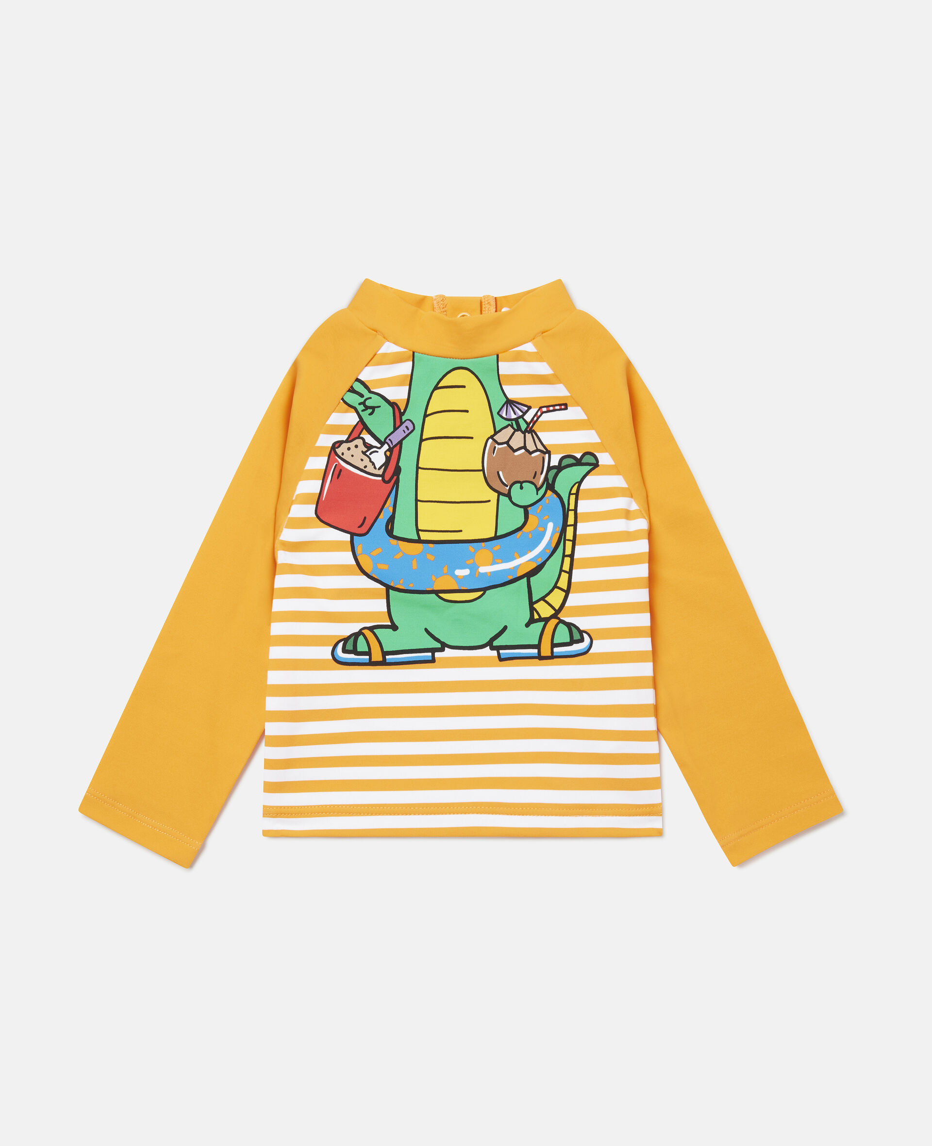 Striped Crocodile Print Jersey Swim Top-Multicoloured-large