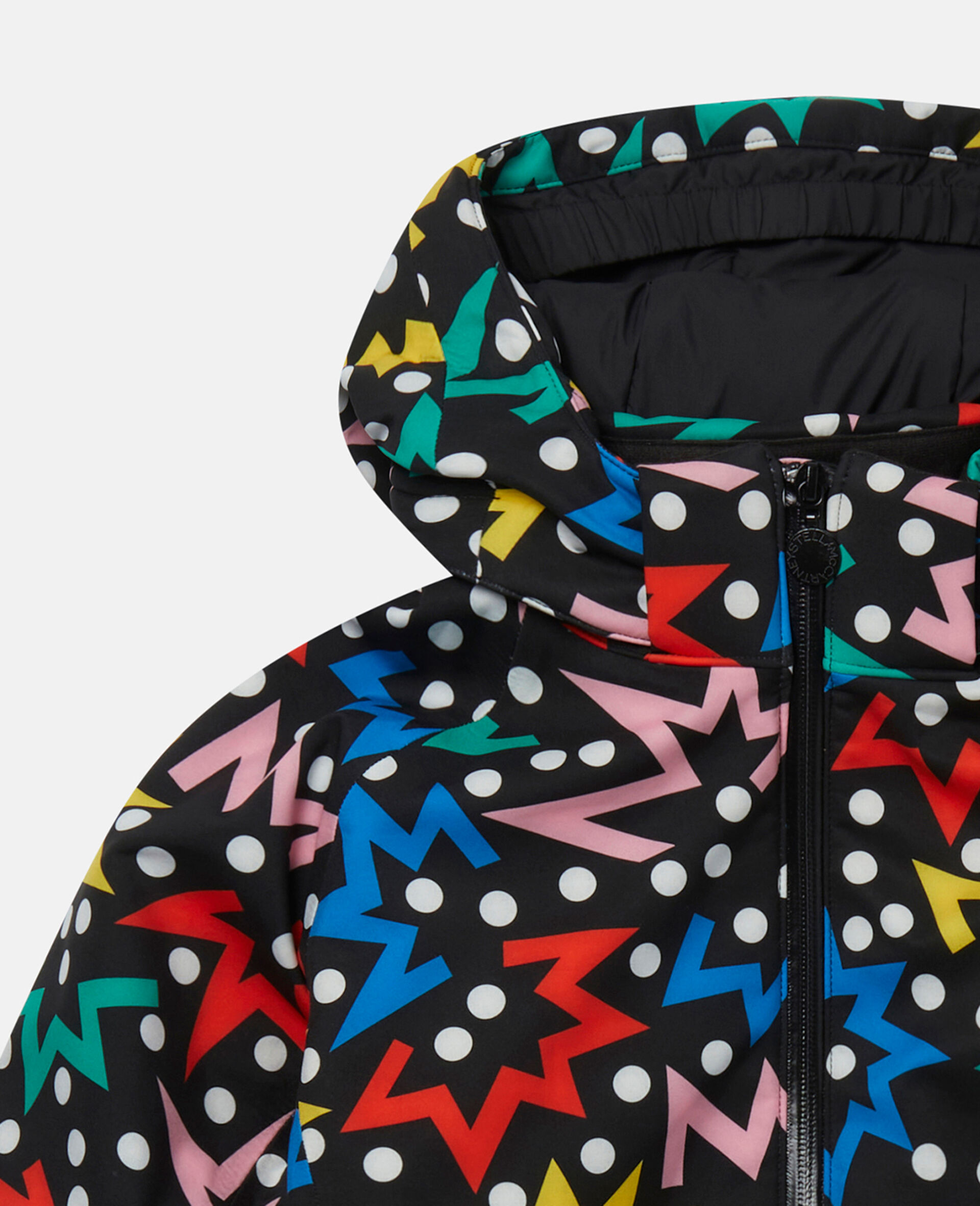 Starburst Print Hooded Puffer Coat-Multicolour-large image number 1