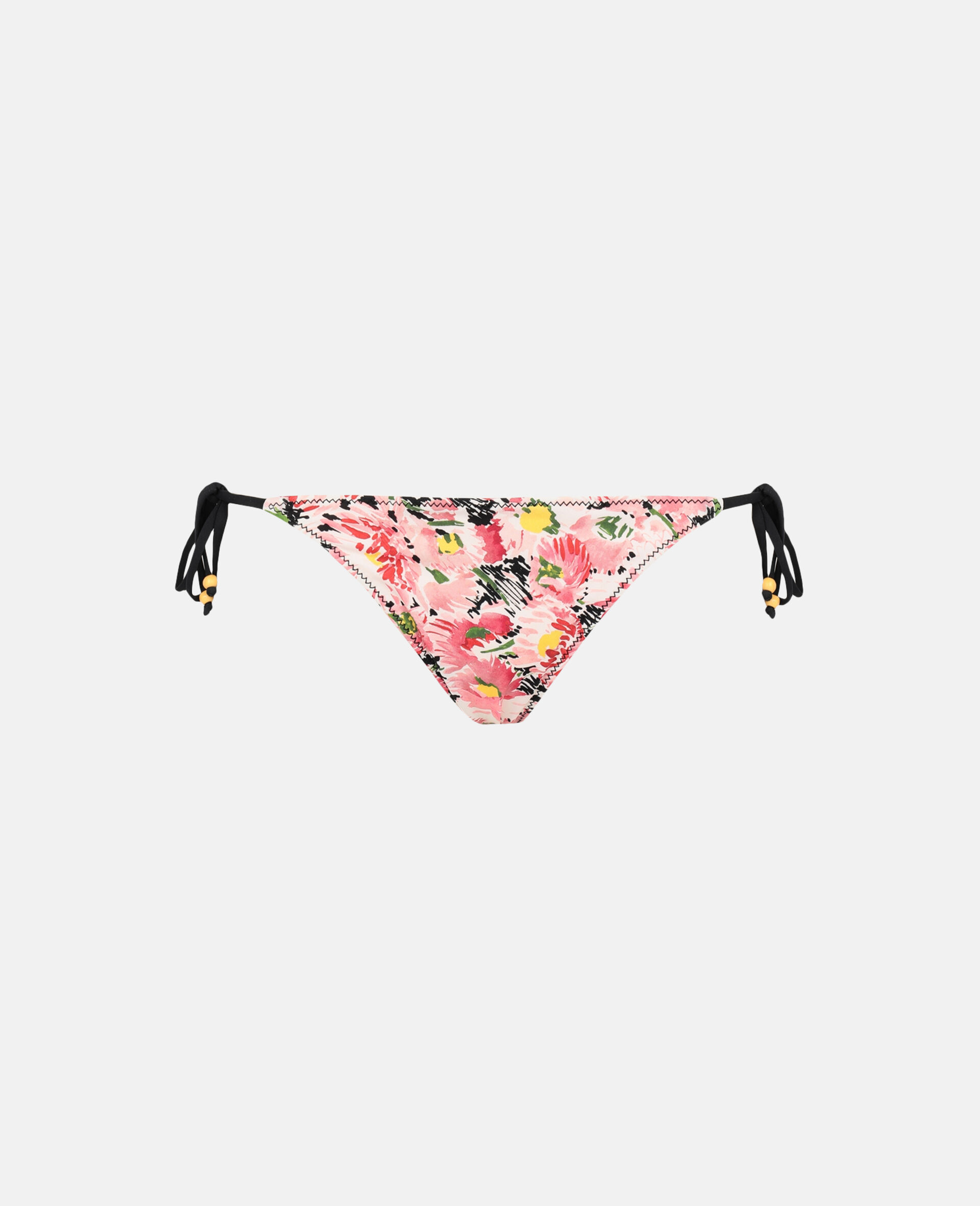 Bas de bikini à nouer fleuri aquarelle-Rose-large image number 0