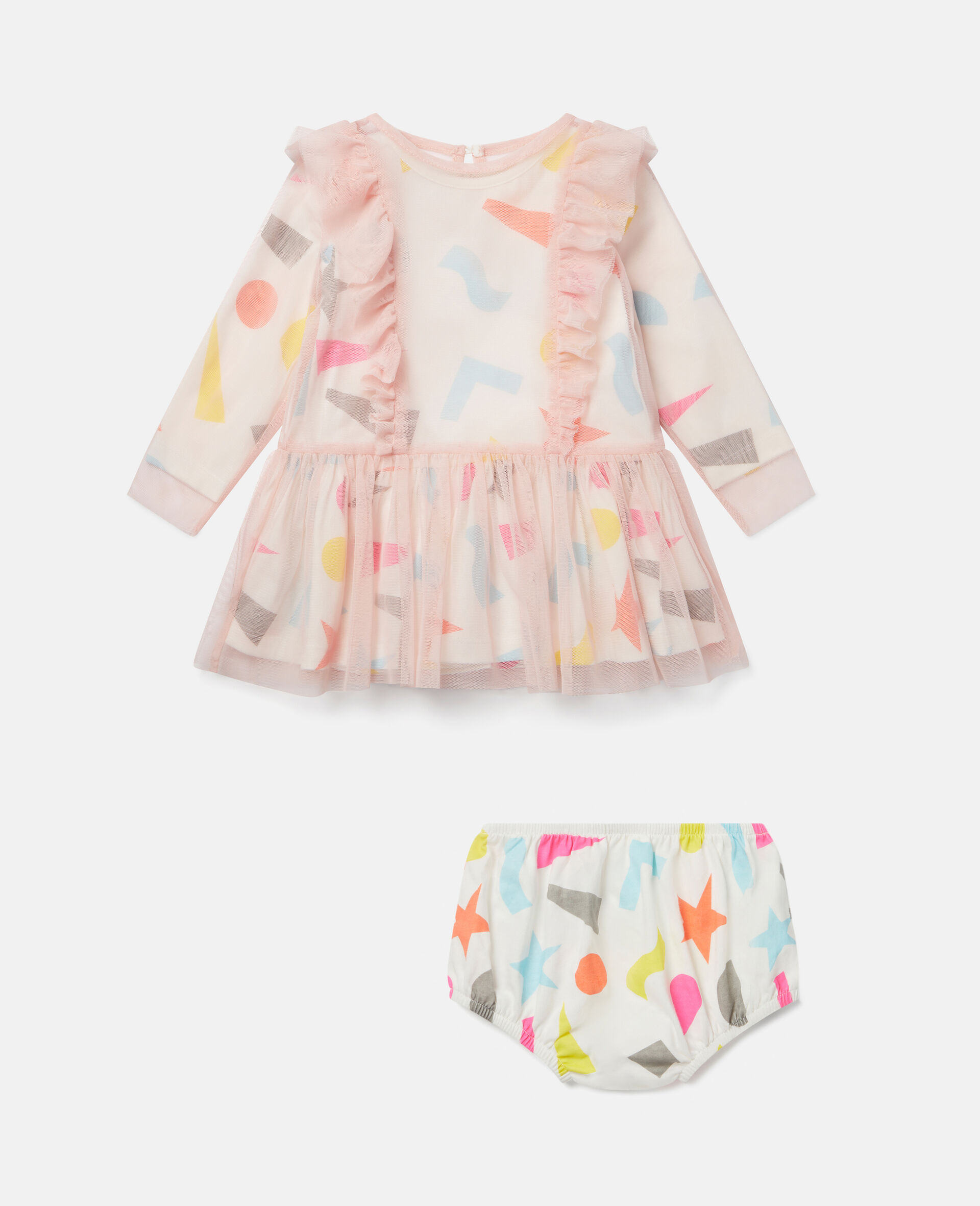 Sticker Tulle Dress and Bloomers-White-large image number 0