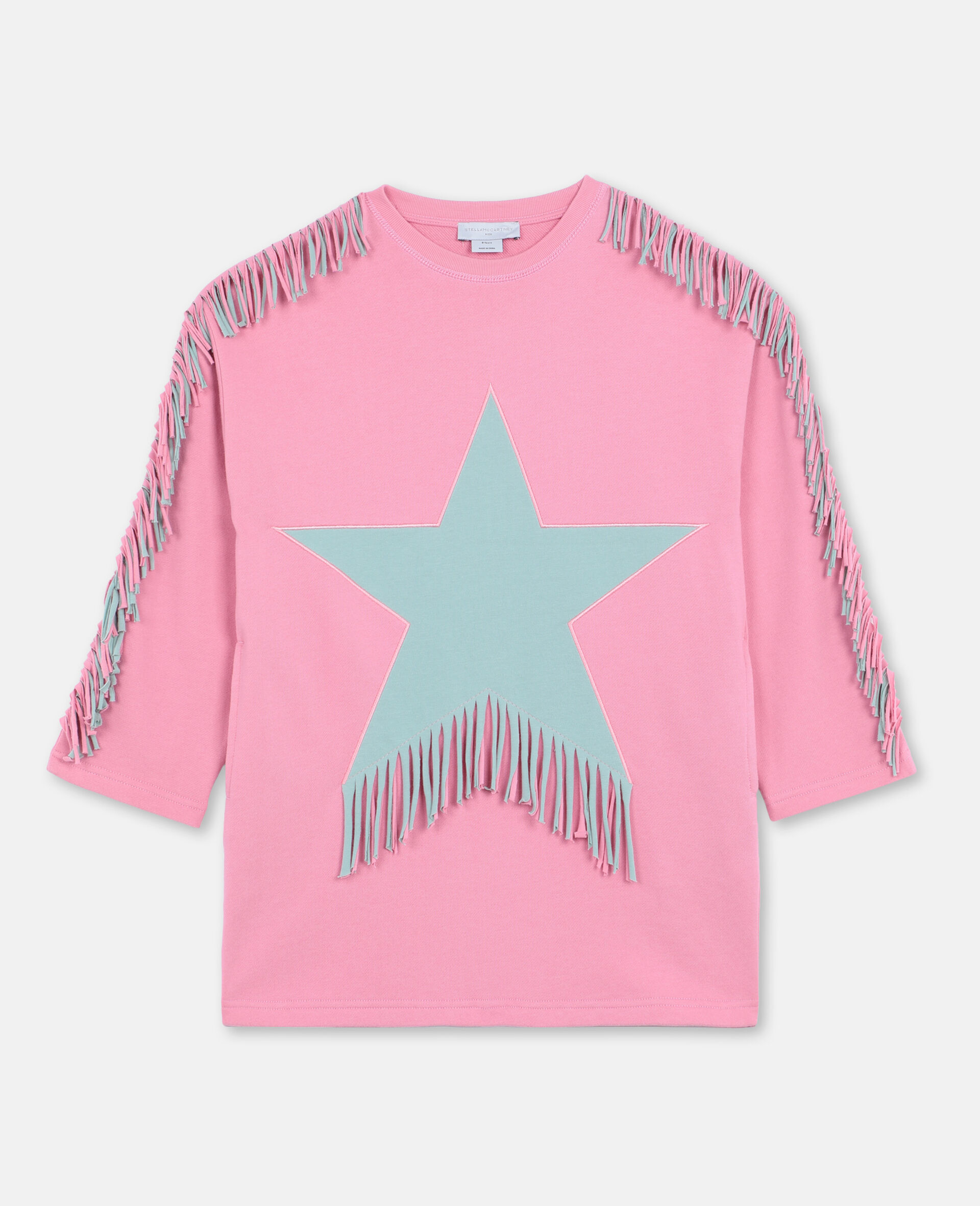 Star & Fringe Cotton Fleece Dress-Pink-large
