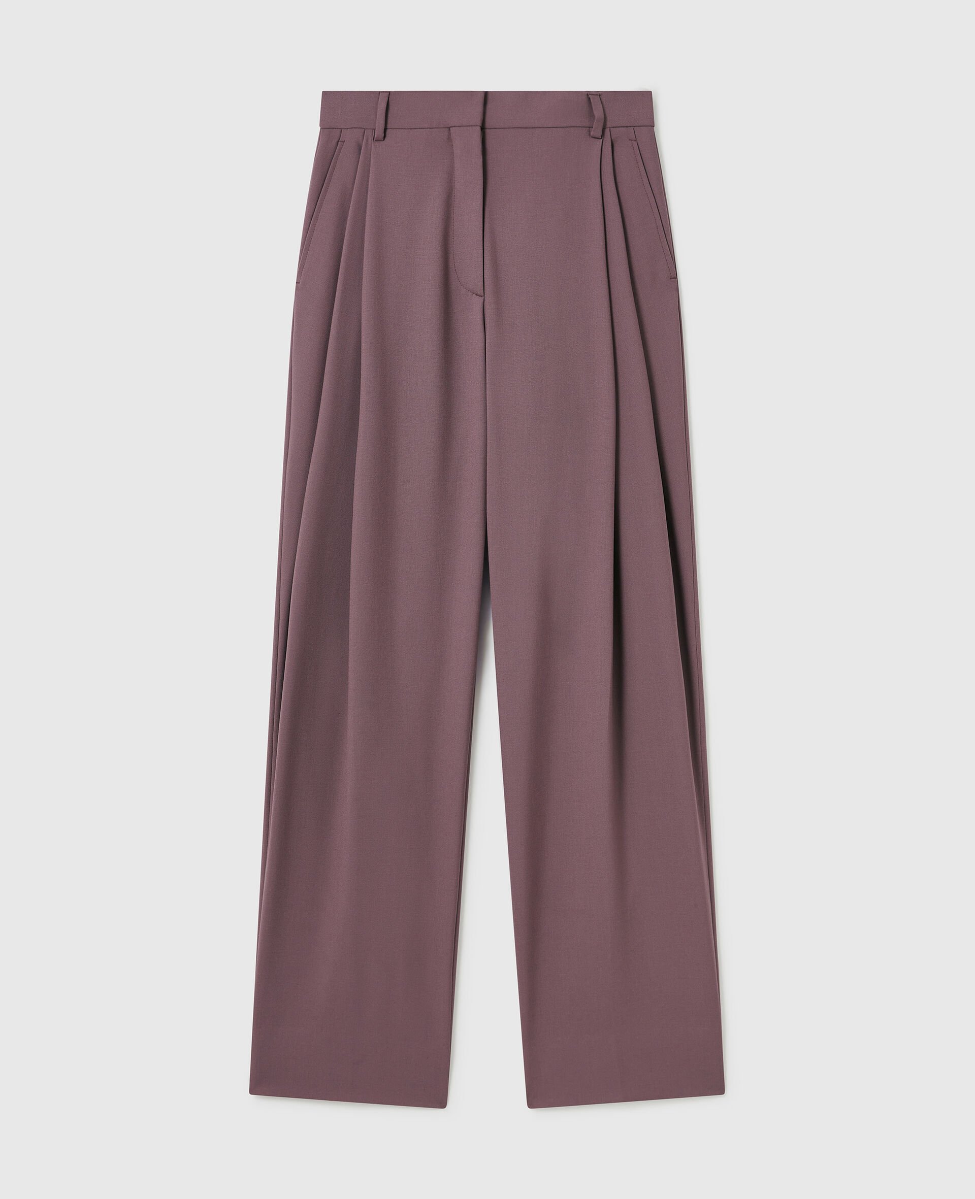 Canvas Lightweight Straight Trousers-Purple-large image number 0