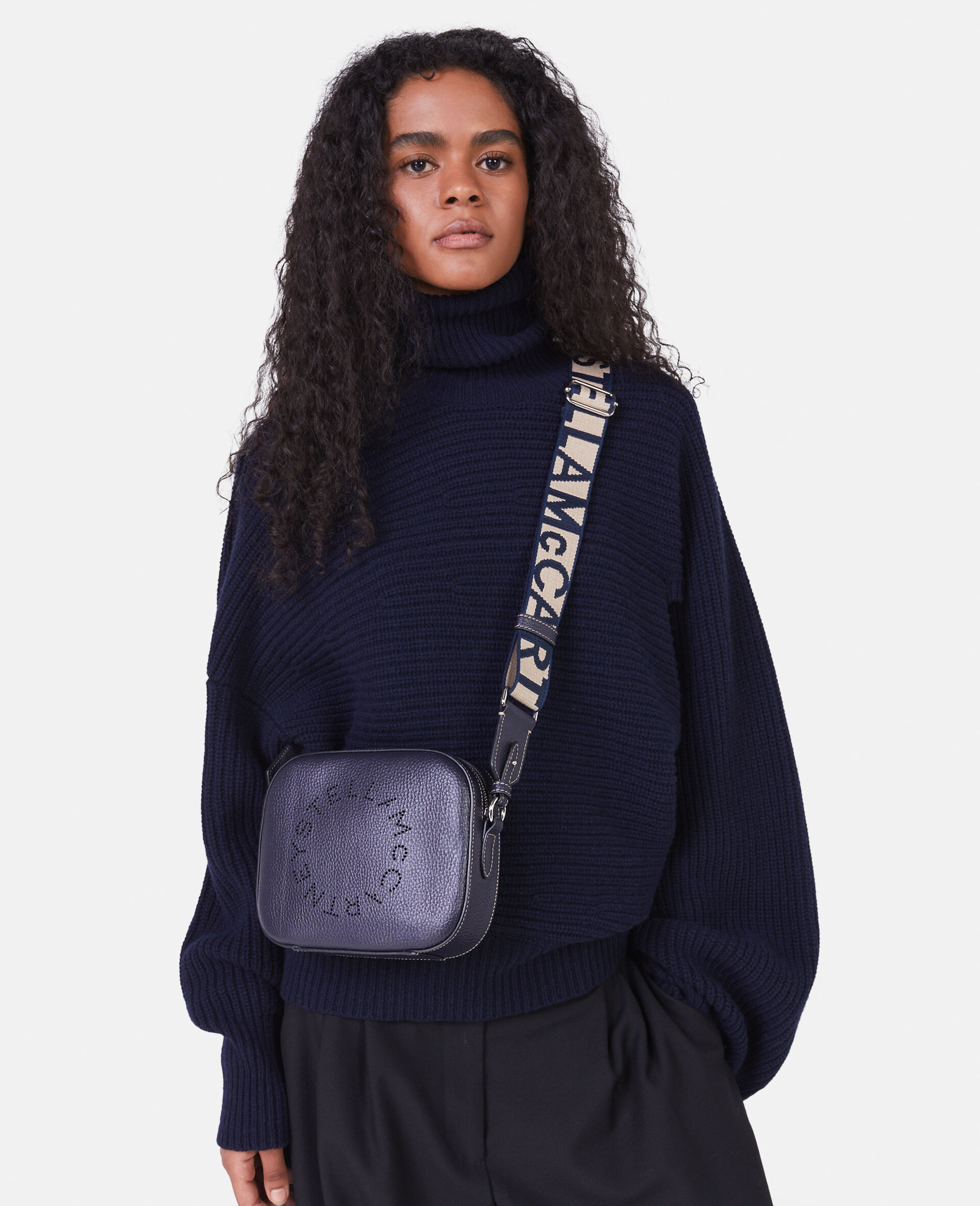 Stella mccartney logo perforated mini camera bag