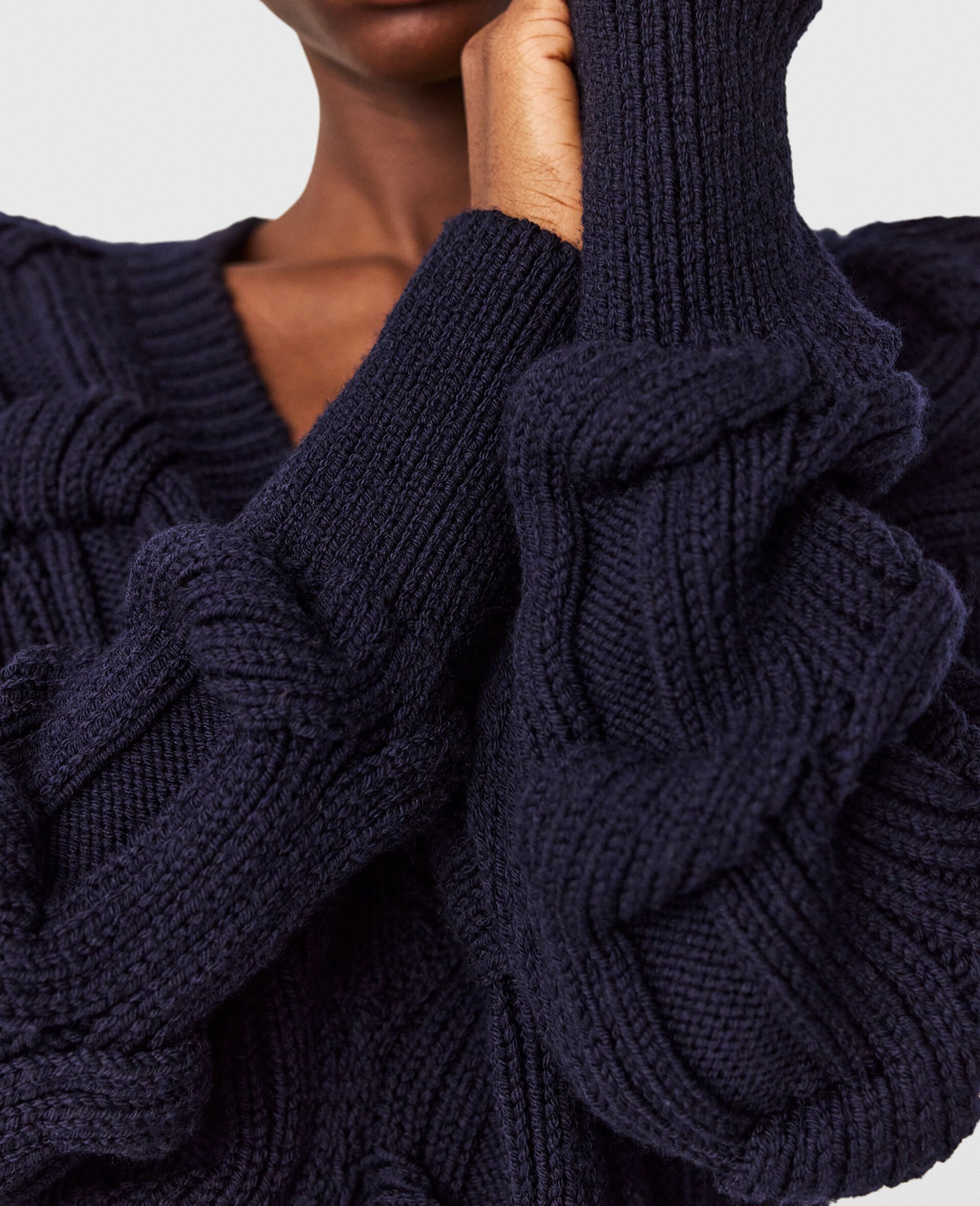 Falabella Cable-Knit V-Neck Jumper-Blue-large image number 6