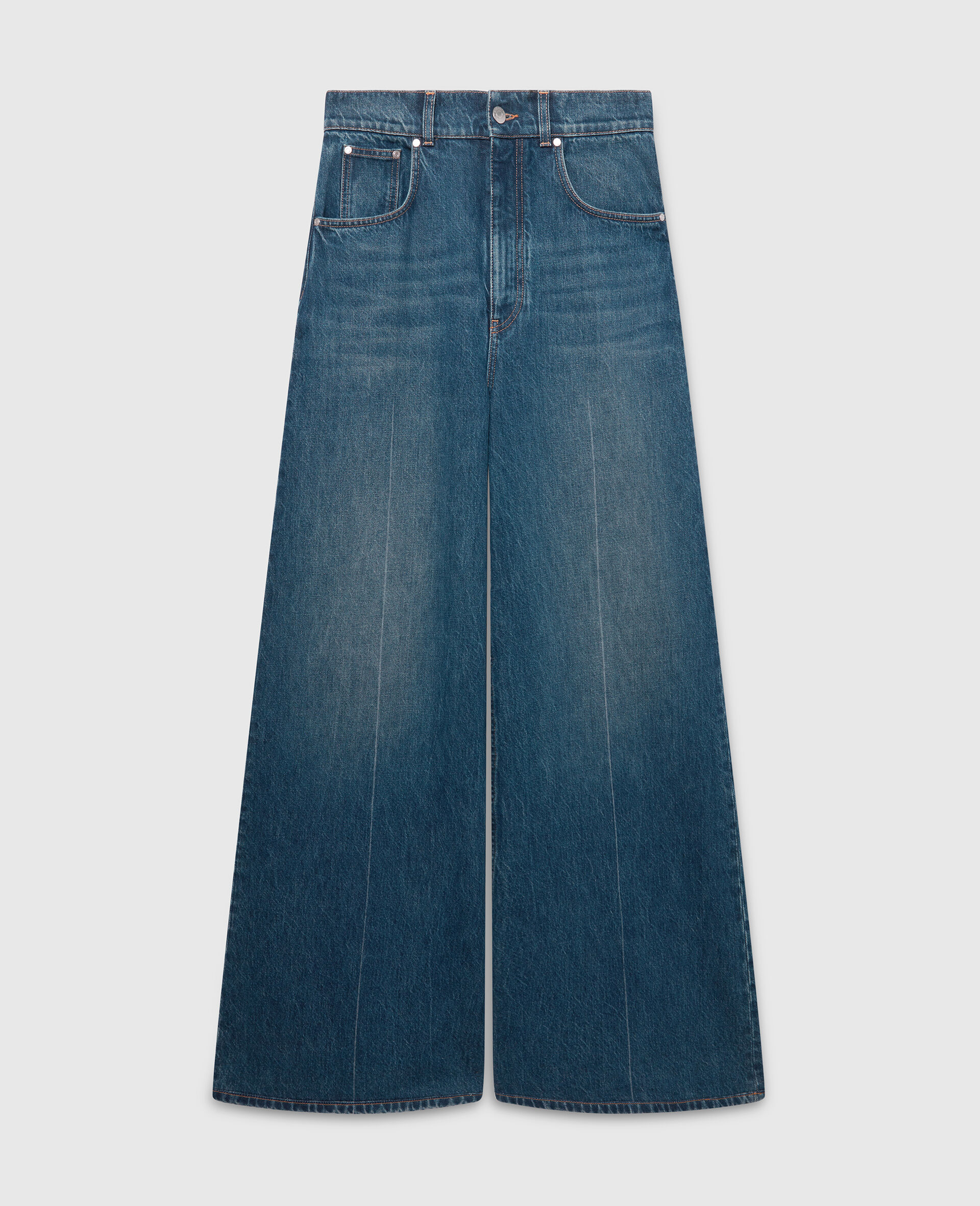 High-Rise Straight Leg Denim Jeans-Blue-large image number 0
