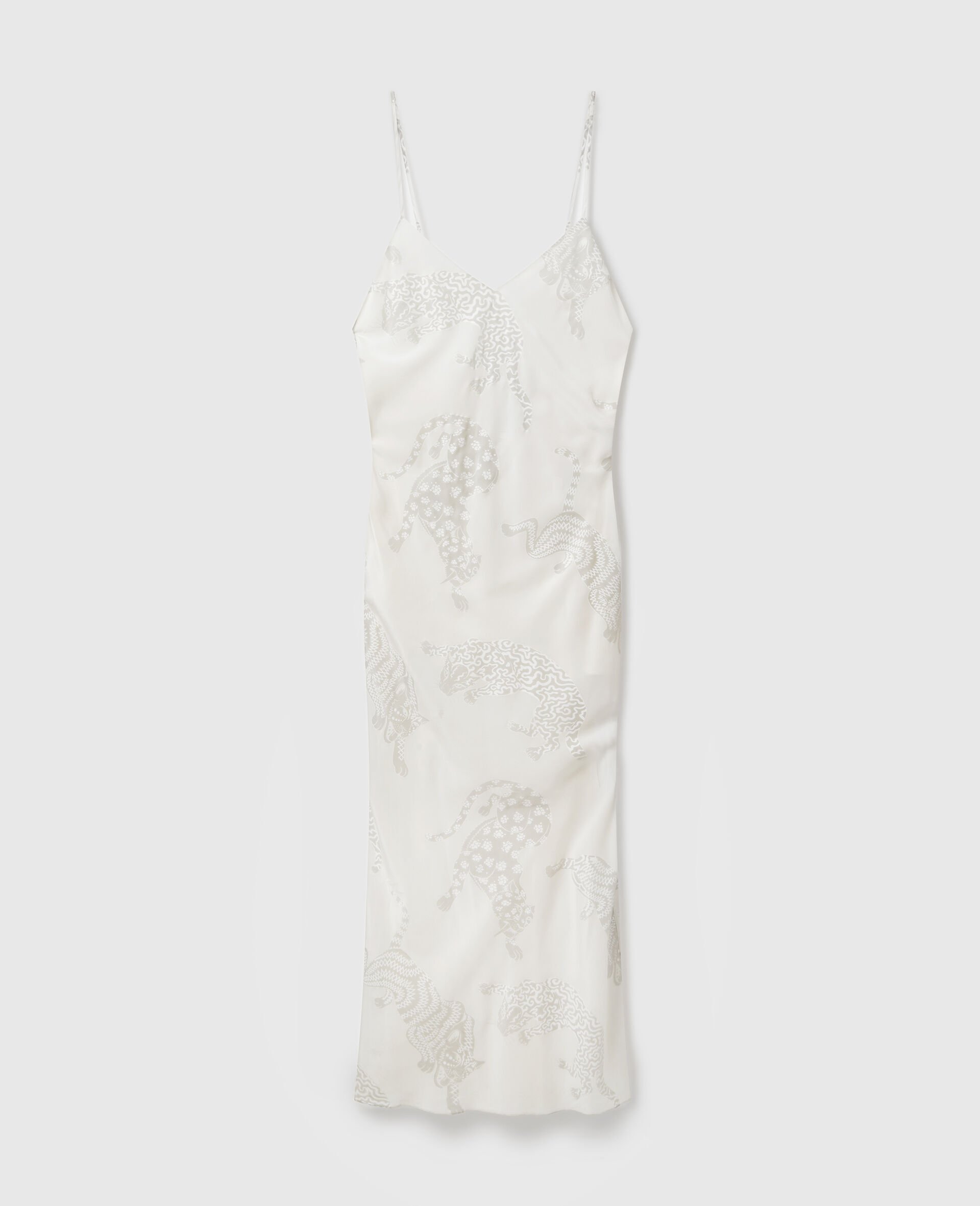 Robe midi sans manches a motif leopard-Beige-medium