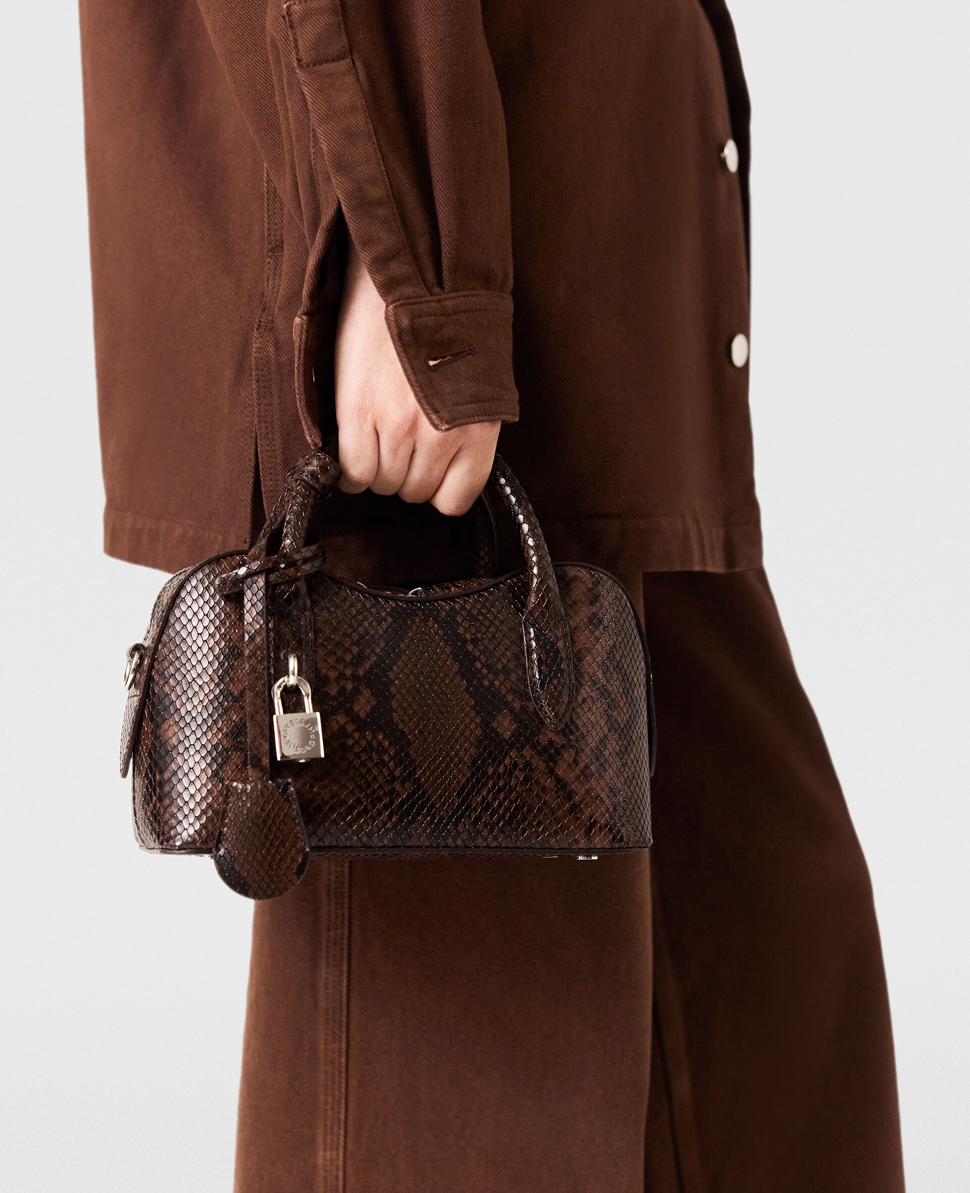 Ryder Snake Crossbody Bag-Brown-model