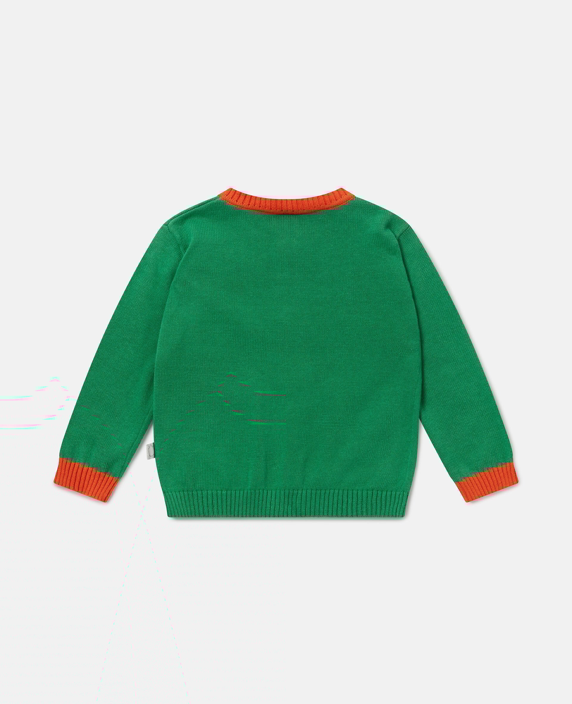 Sports Motif Knitted Cardigan-Green-large image number 2