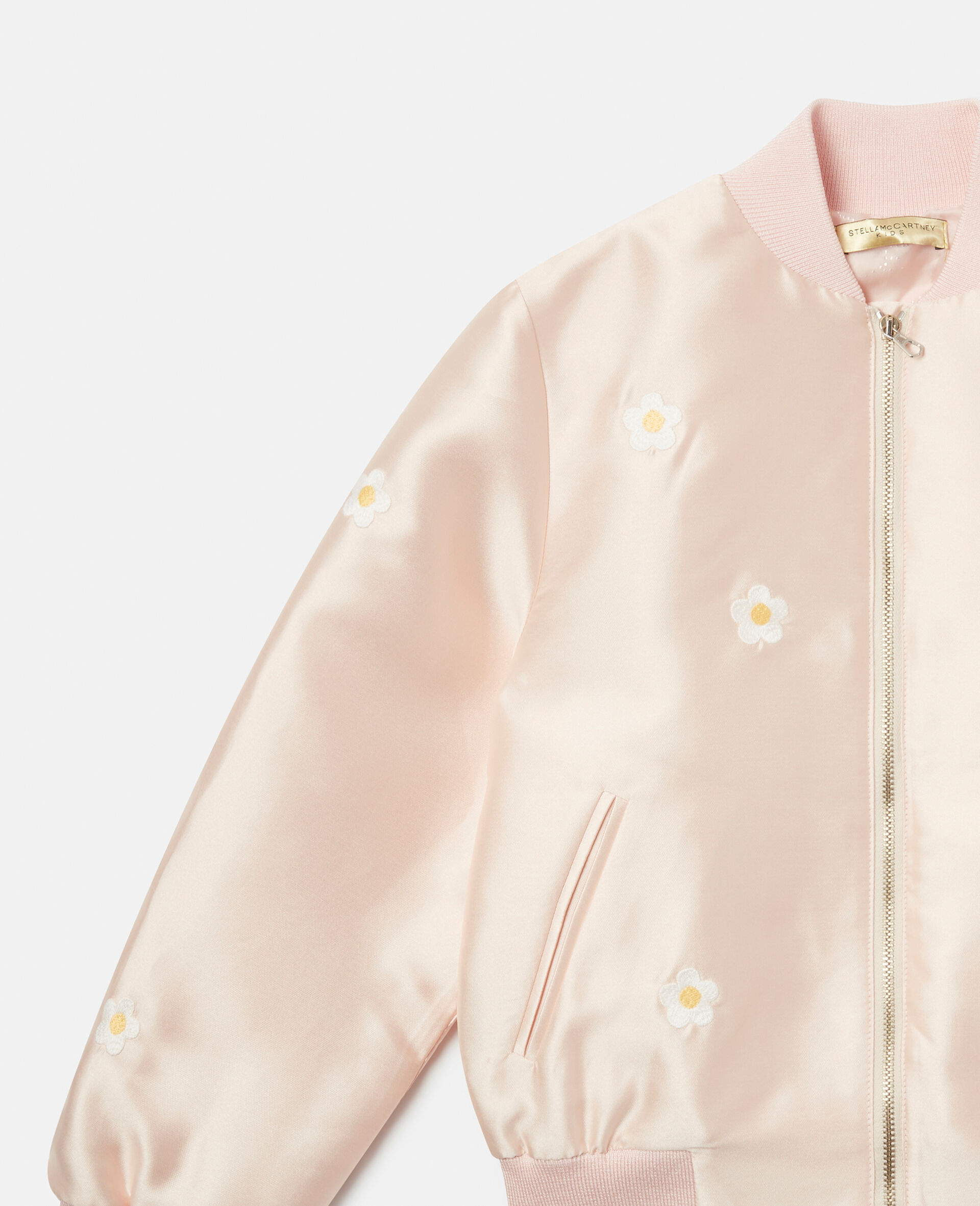 Daisy Embroidery Bomber Jacket-Pink-large image number 1