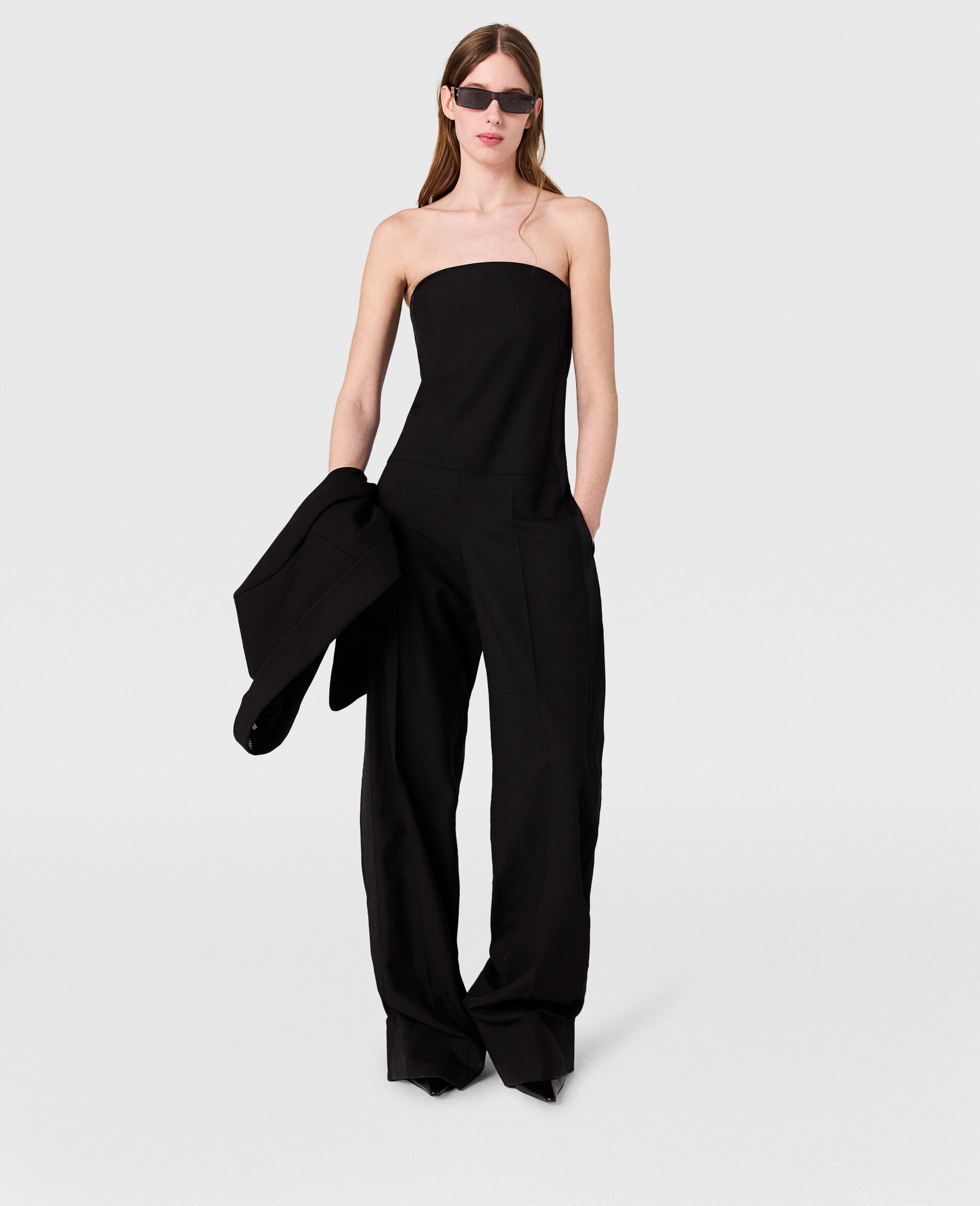 Strapless Tailored Jumpsuit-Black-large image number 1