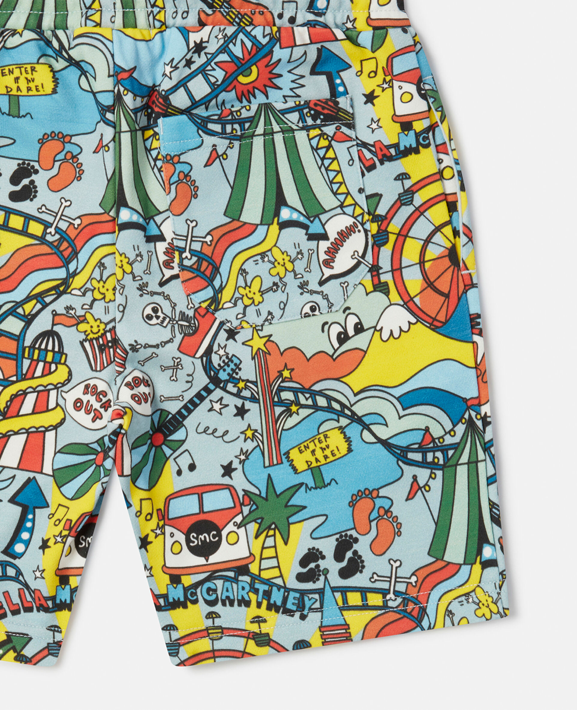 Rollercoaster Print Sweat Shorts-Blue-large image number 3