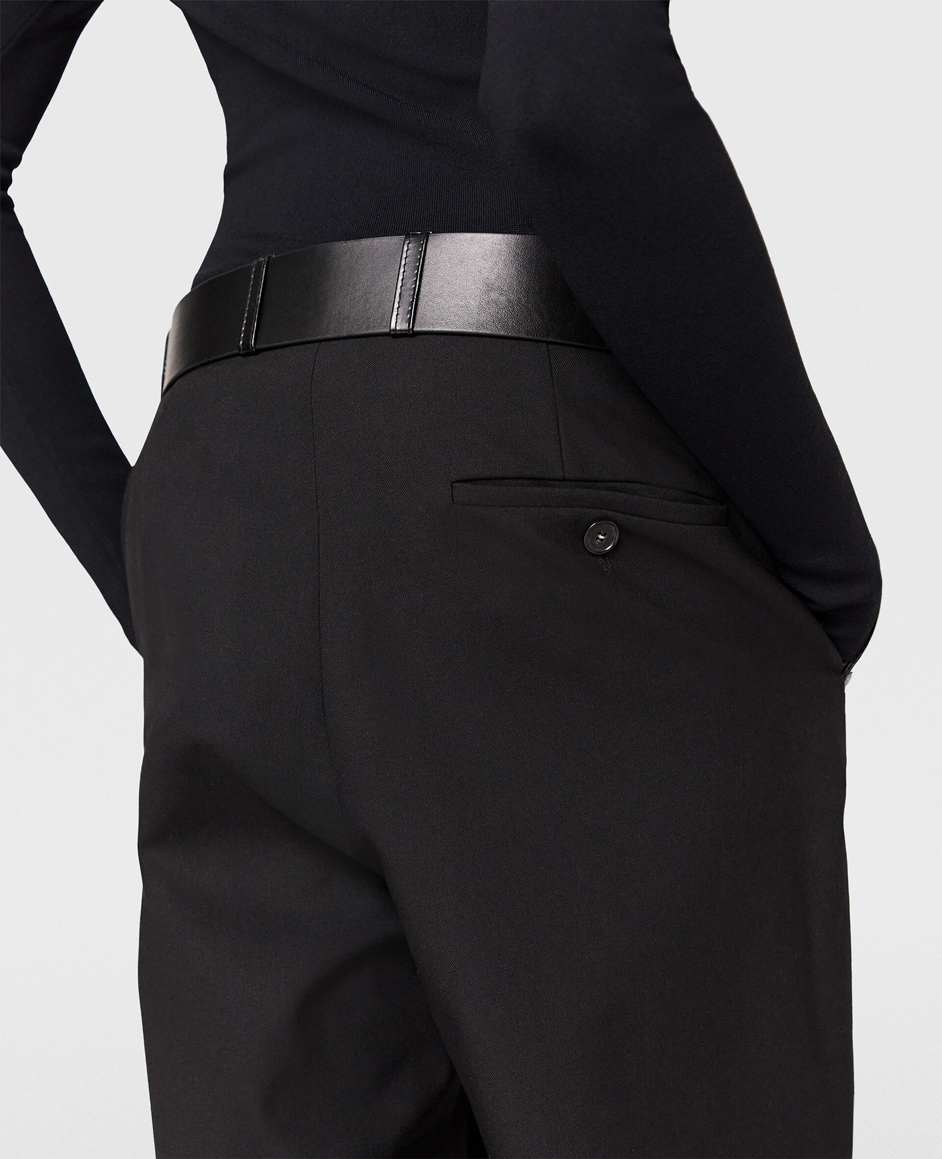 Crocodile-Embossed Straight-Leg Pants-Black-large image number 5