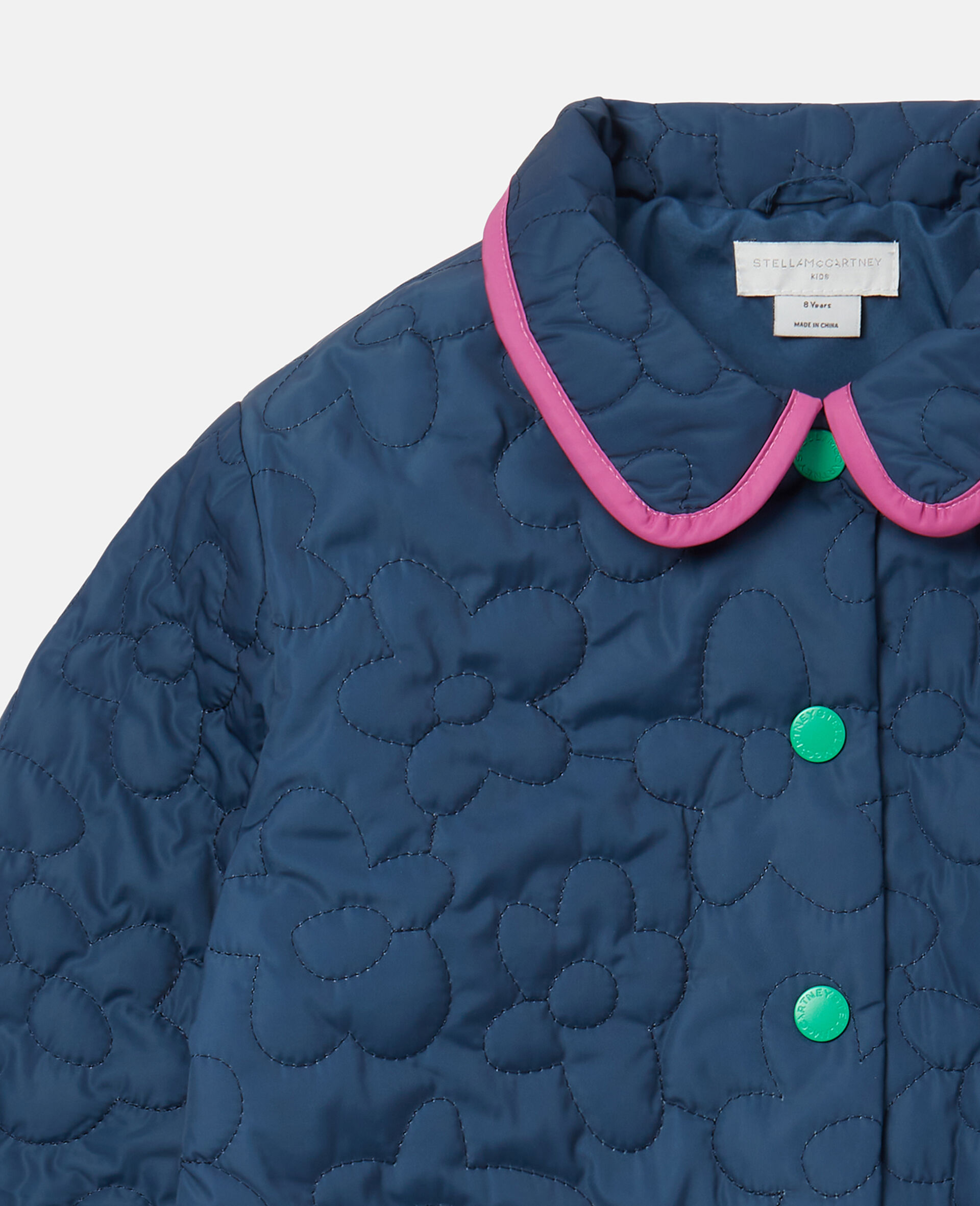 Flower Quilted Jacket-Blue-large image number 1