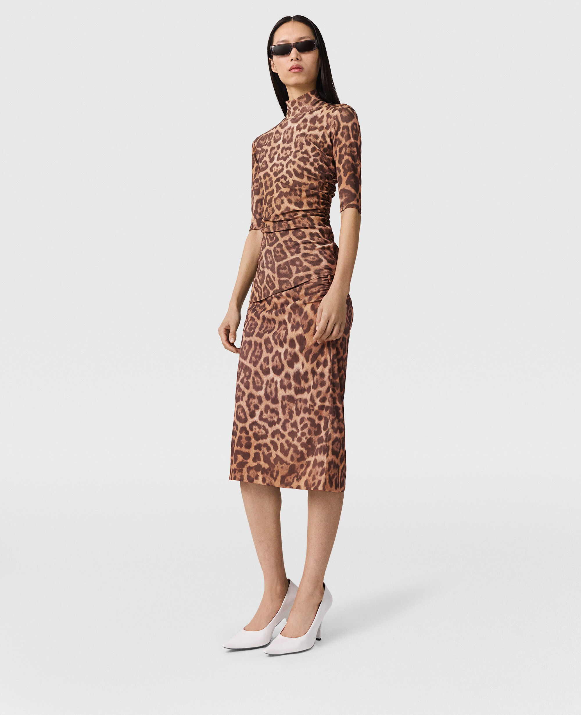Women レオパードプリント Leopard Mid-Rise Midi Skirt