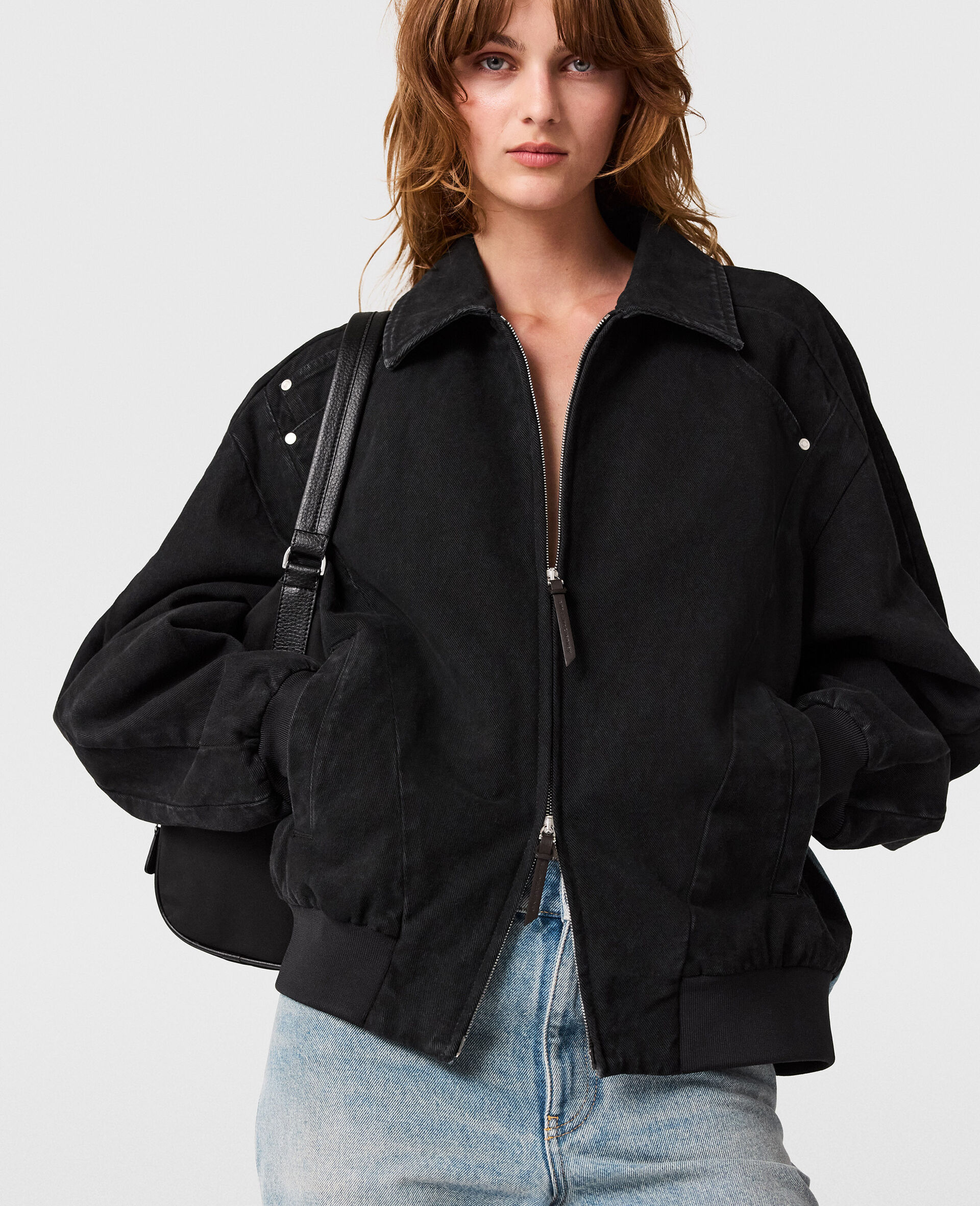 拼布牛仔夹克-蓝色-medium