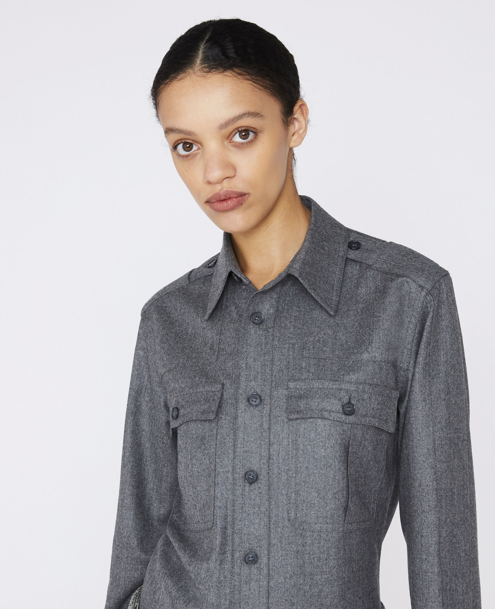Wool Flannel Shirt-Gris-large image number 3