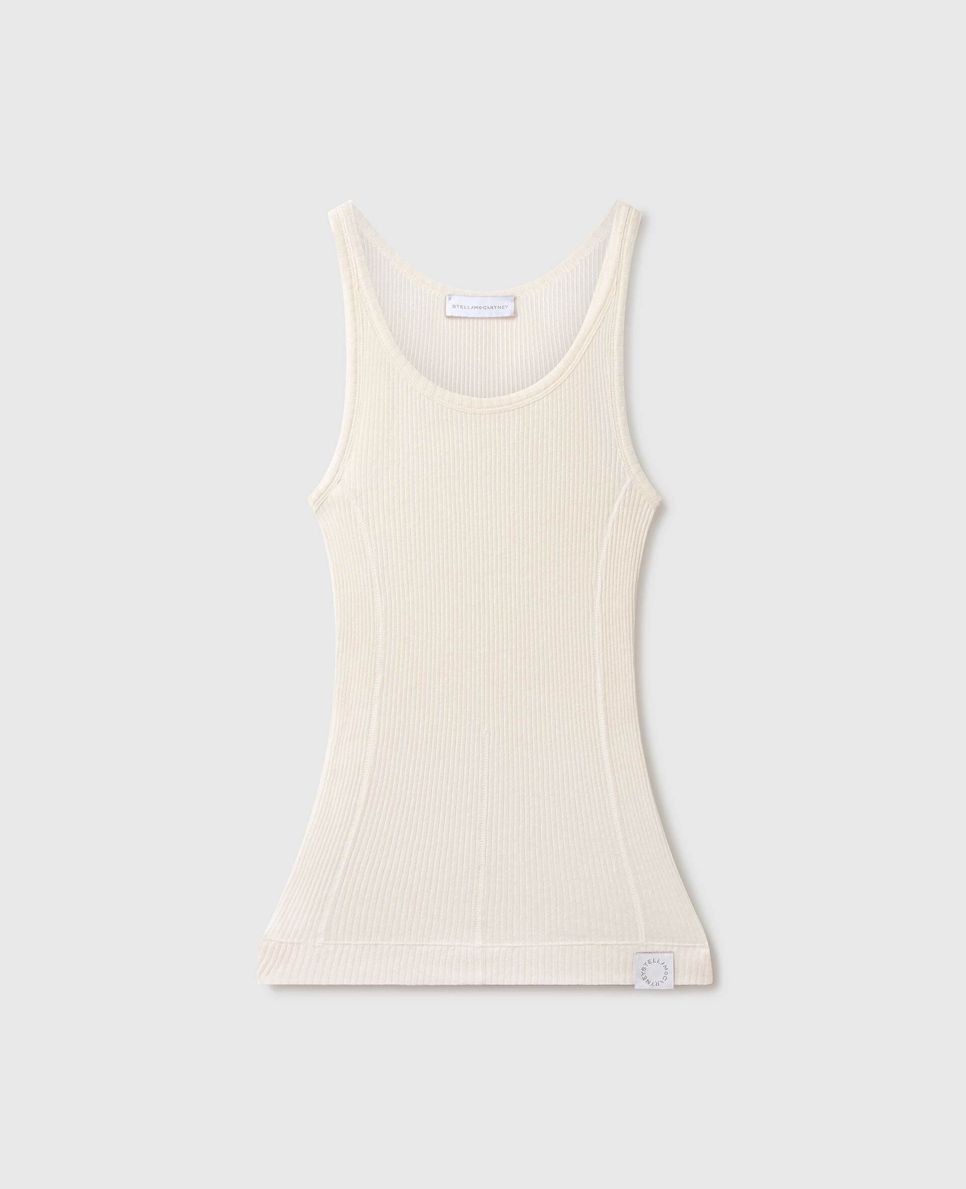 Sheer Ribbed Kelsun&trade; Tank Top-Beige-medium