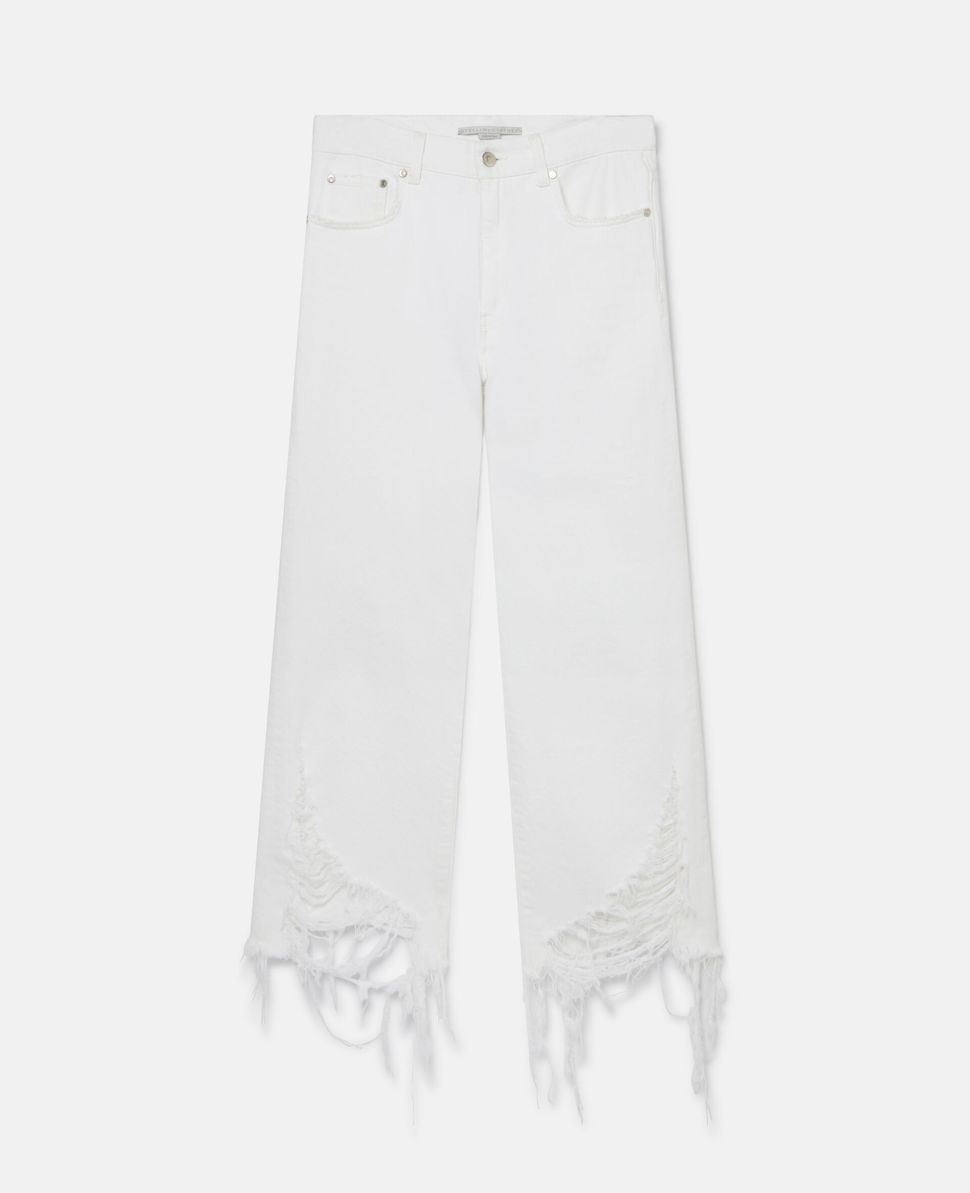 Distressed Kick-Flare Jeans-White-large image number 0
