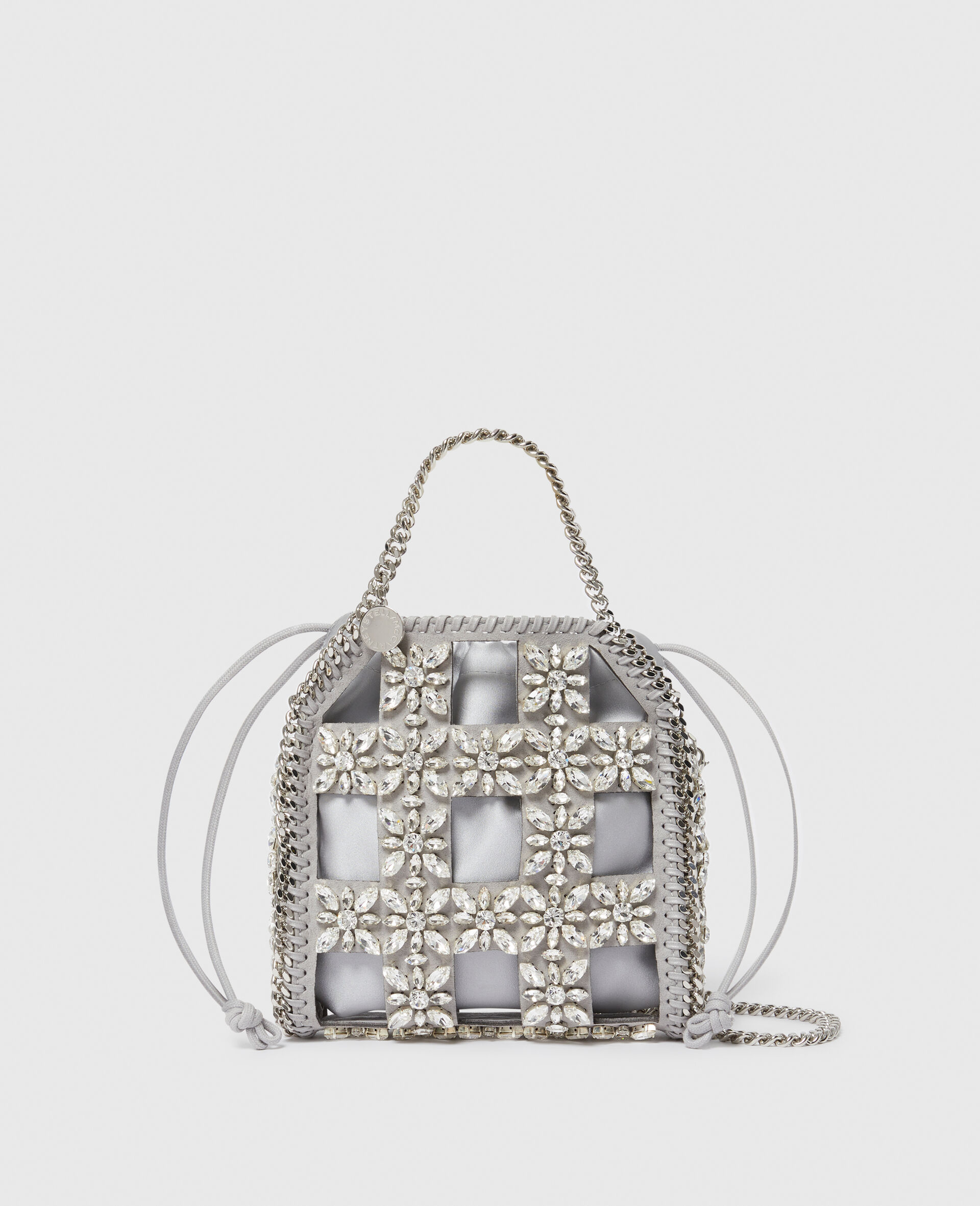 Falabella Tiny Crystal Cage Tote Bag-Silver-medium