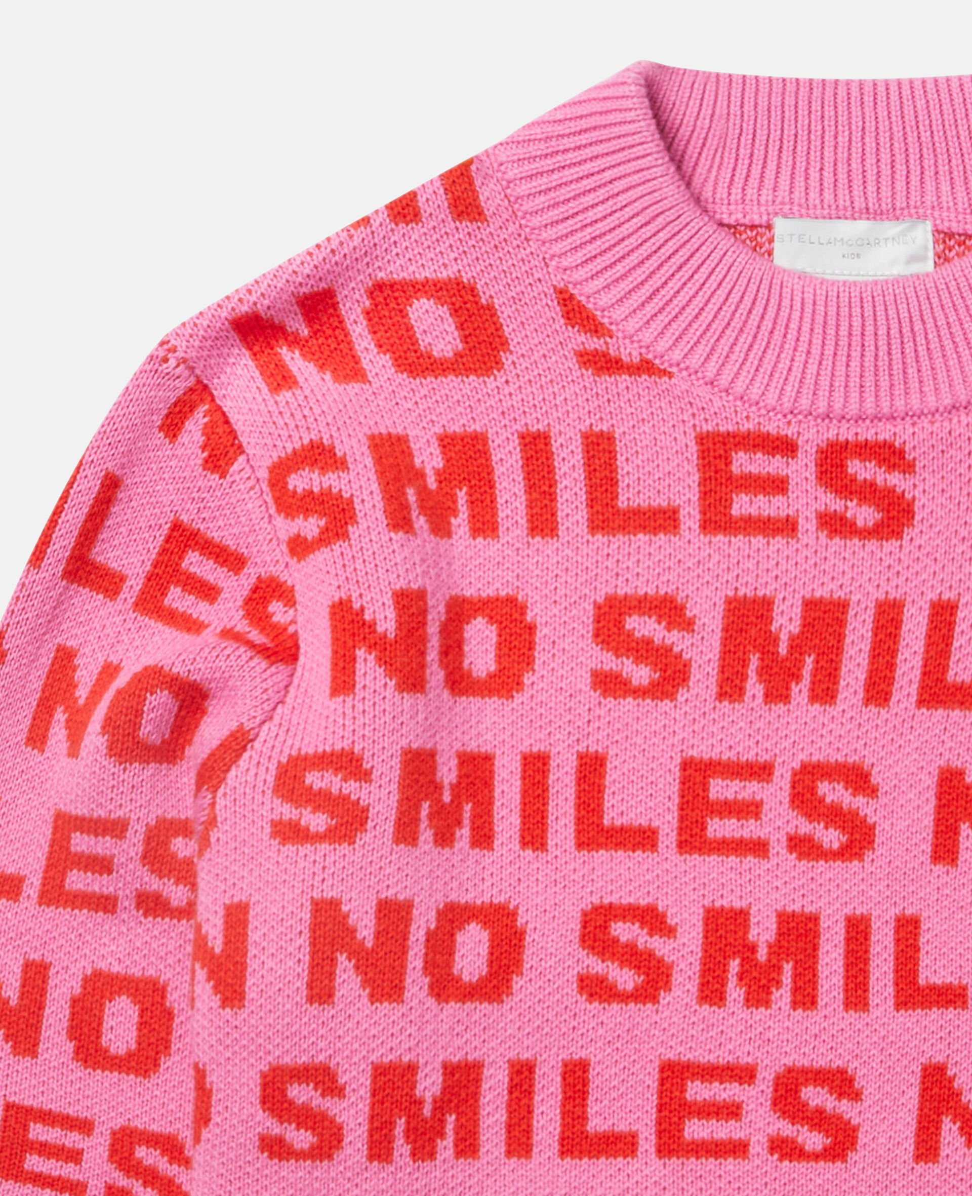 No Smiles No Fun Knit Intarsia Jumper-Pink-large image number 1