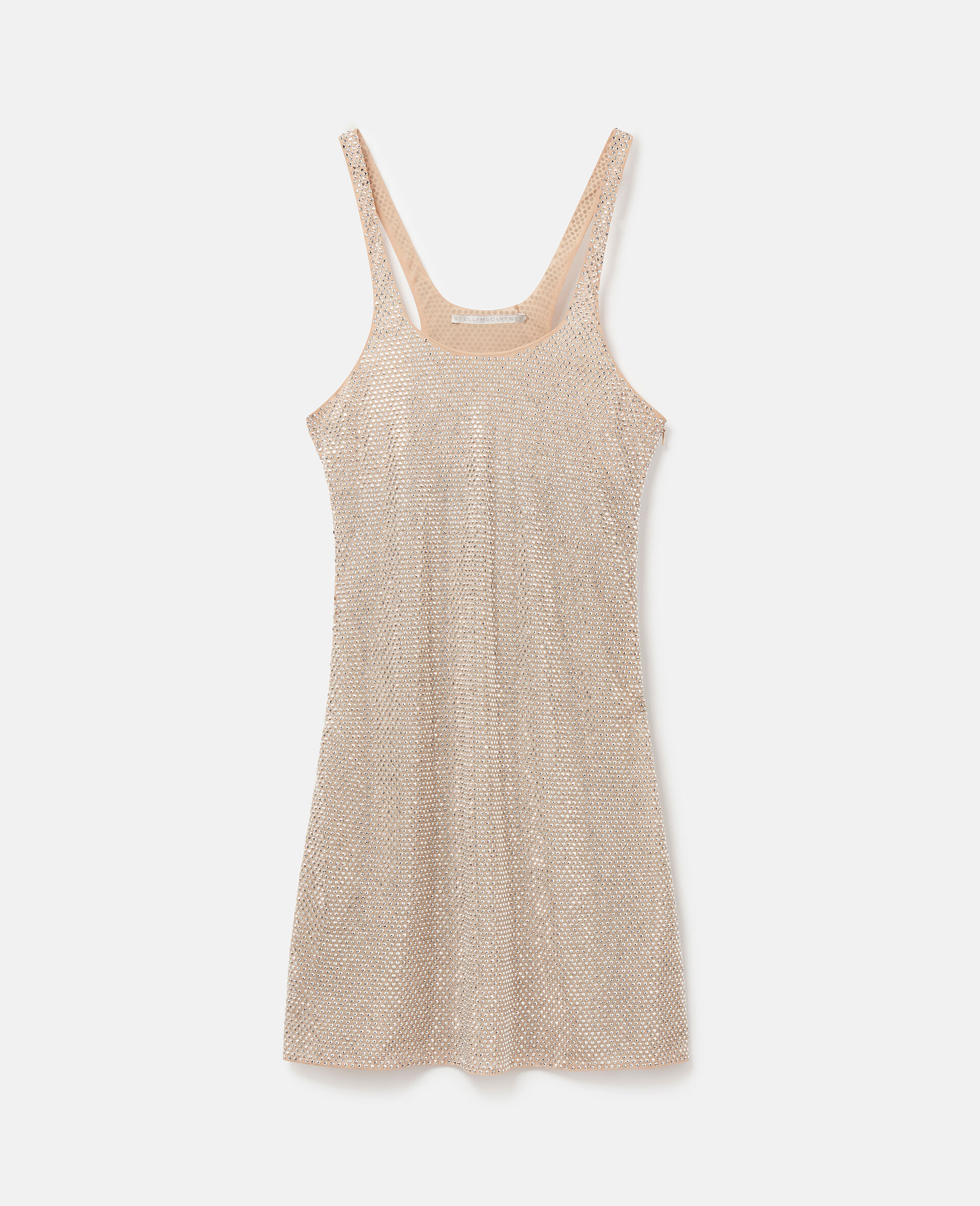 Crystal Strass Silk Mini Dress-Grey-medium