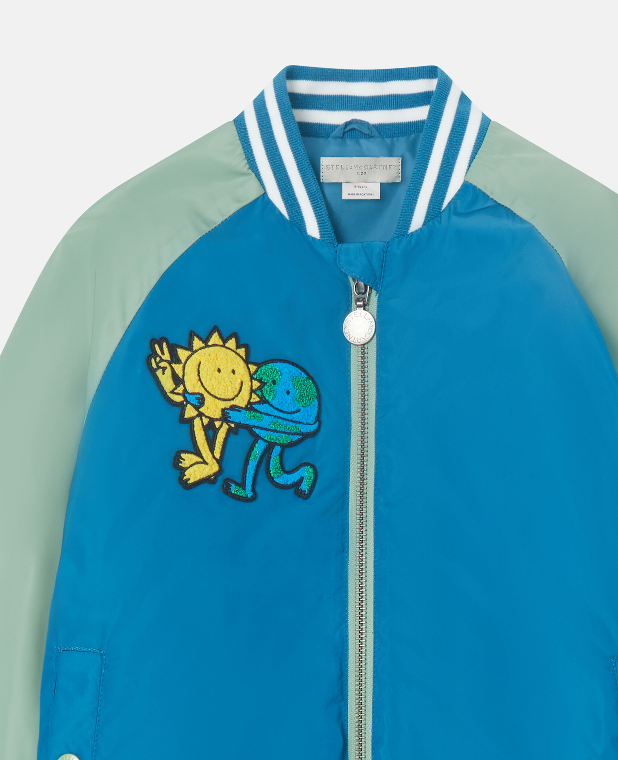 Kids ブルー アースフレンズ グラフィック ボンバージャケット