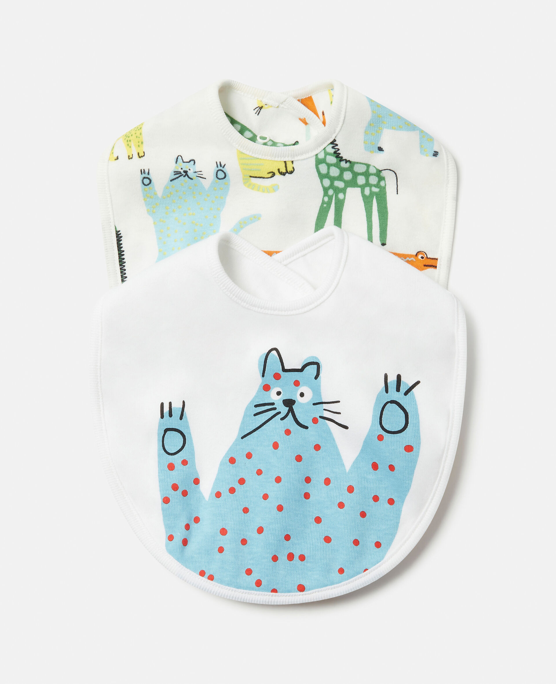 Animal Doodle Print Bib Set-White-large image number 0
