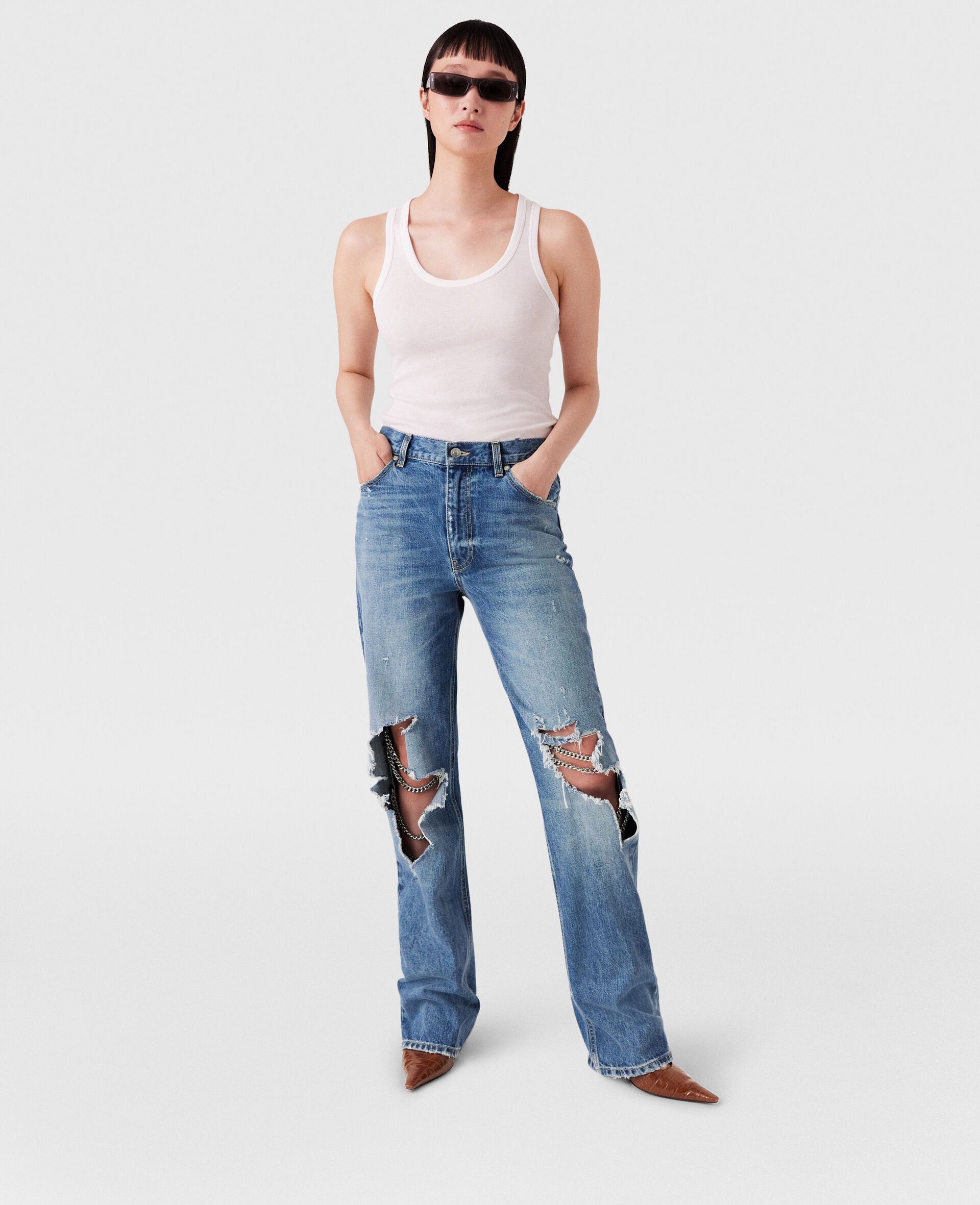 Falabella Knees Bootcut Jeans-Blue-large image number 5