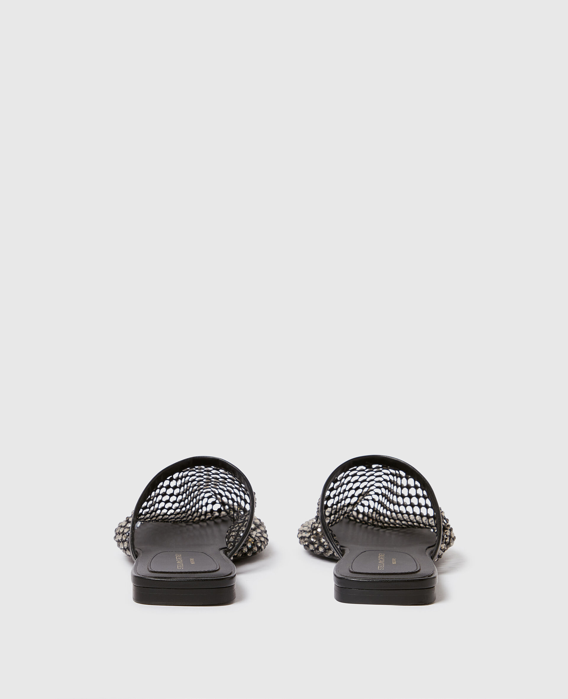 Flat Slide Crystal Mesh Sandals-Black-large image number 2