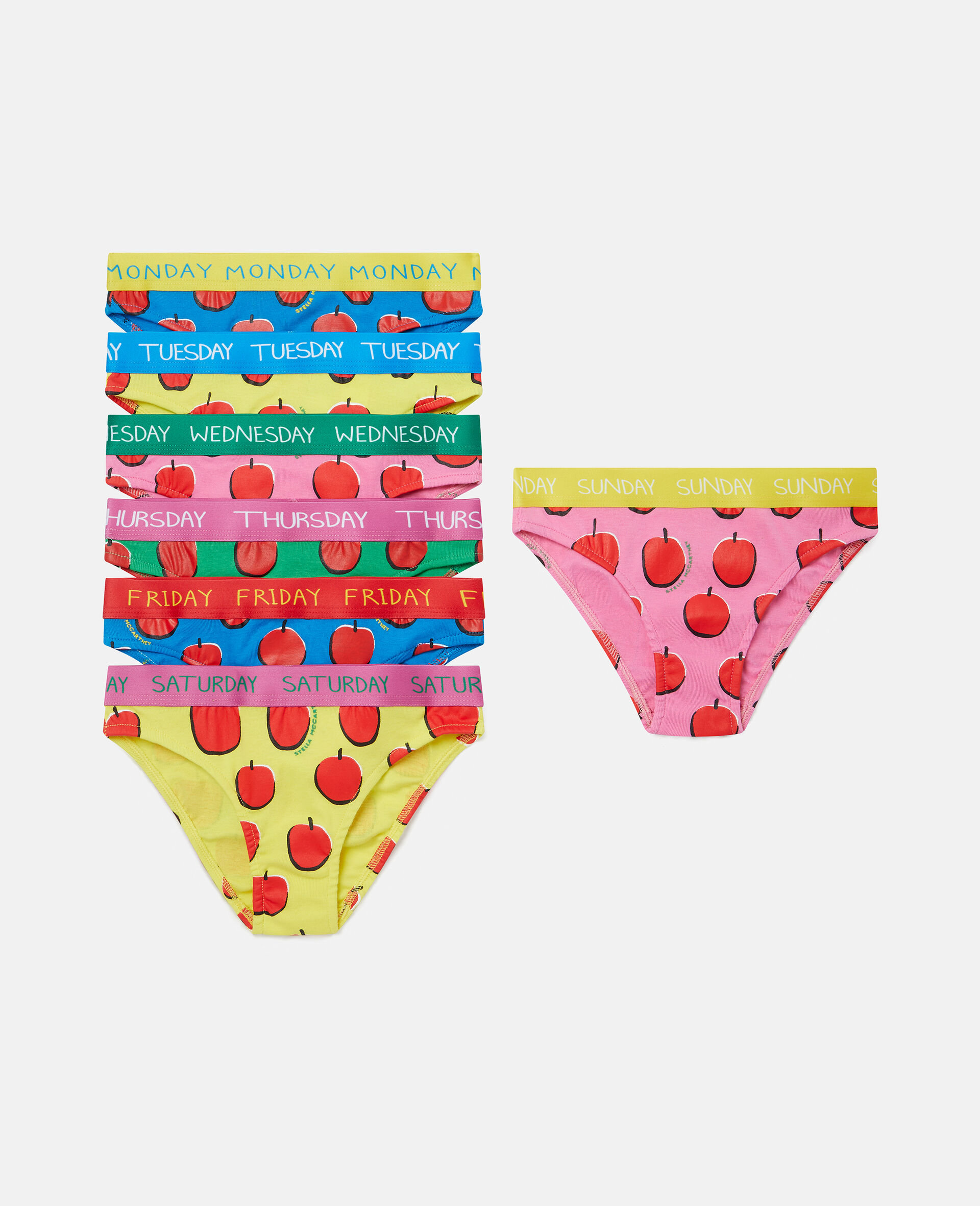 7 Pack of Apple Print Days of the Week Briefs-Multicolour-large image number 0