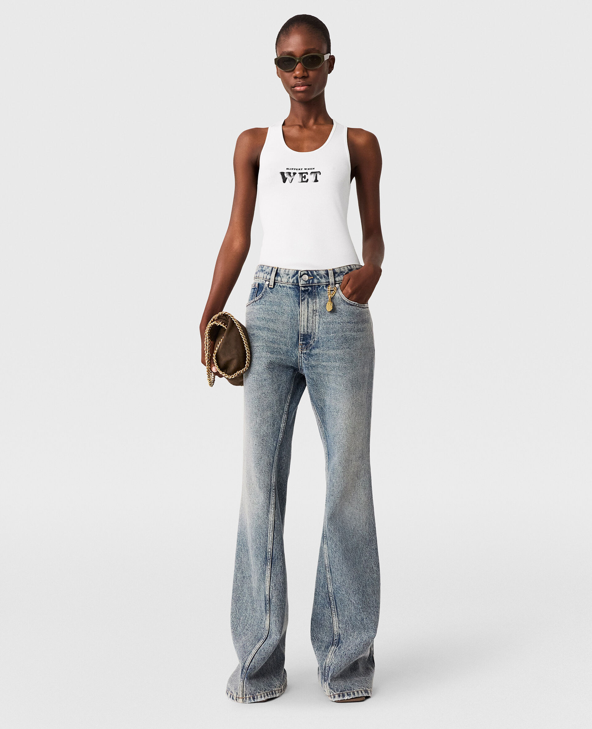 Jean bootcut a delavage vintage-Bleu-medium