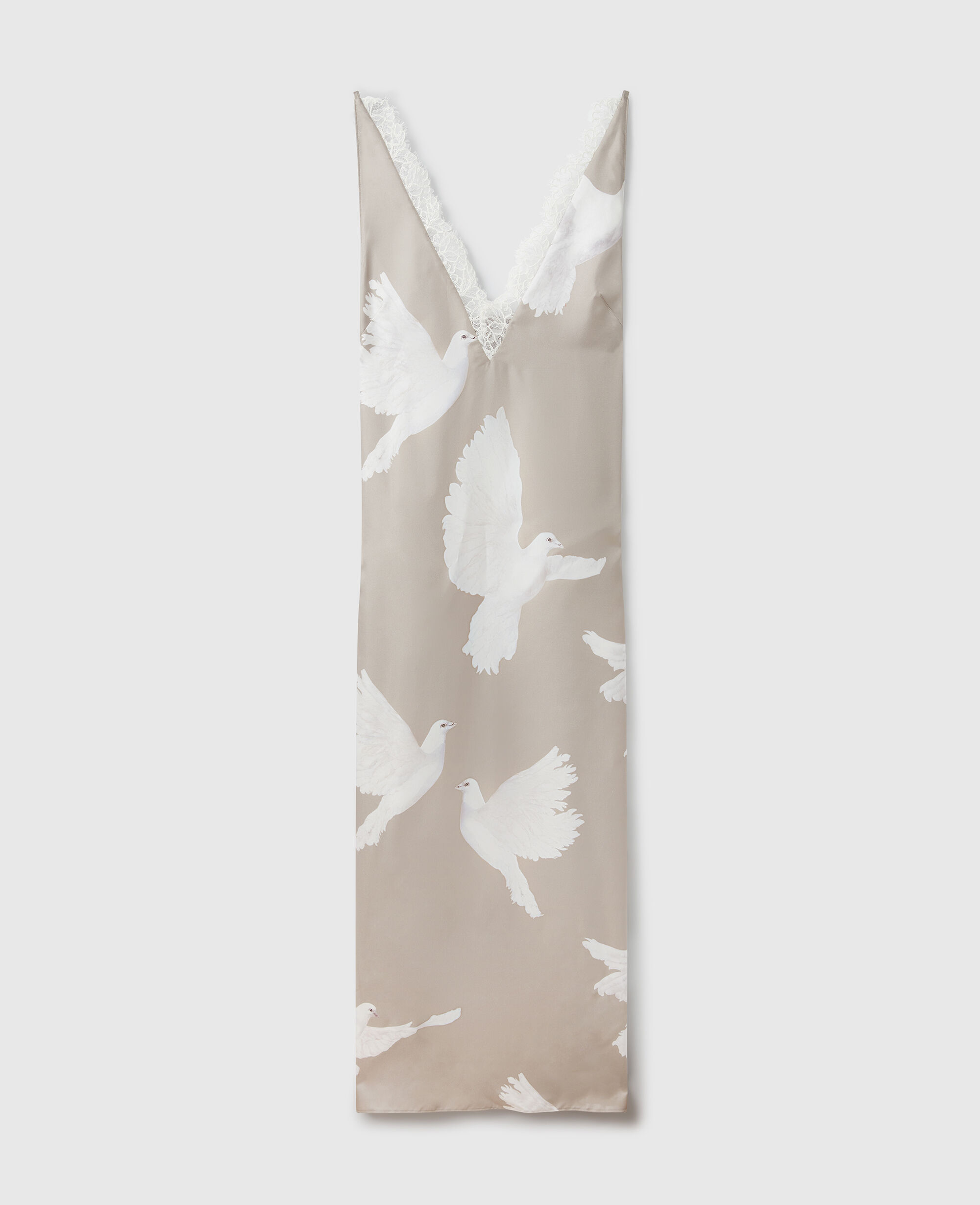 Women 米色/白色无袖V领鸽子印花中长连衣裙| Stella McCartney CN