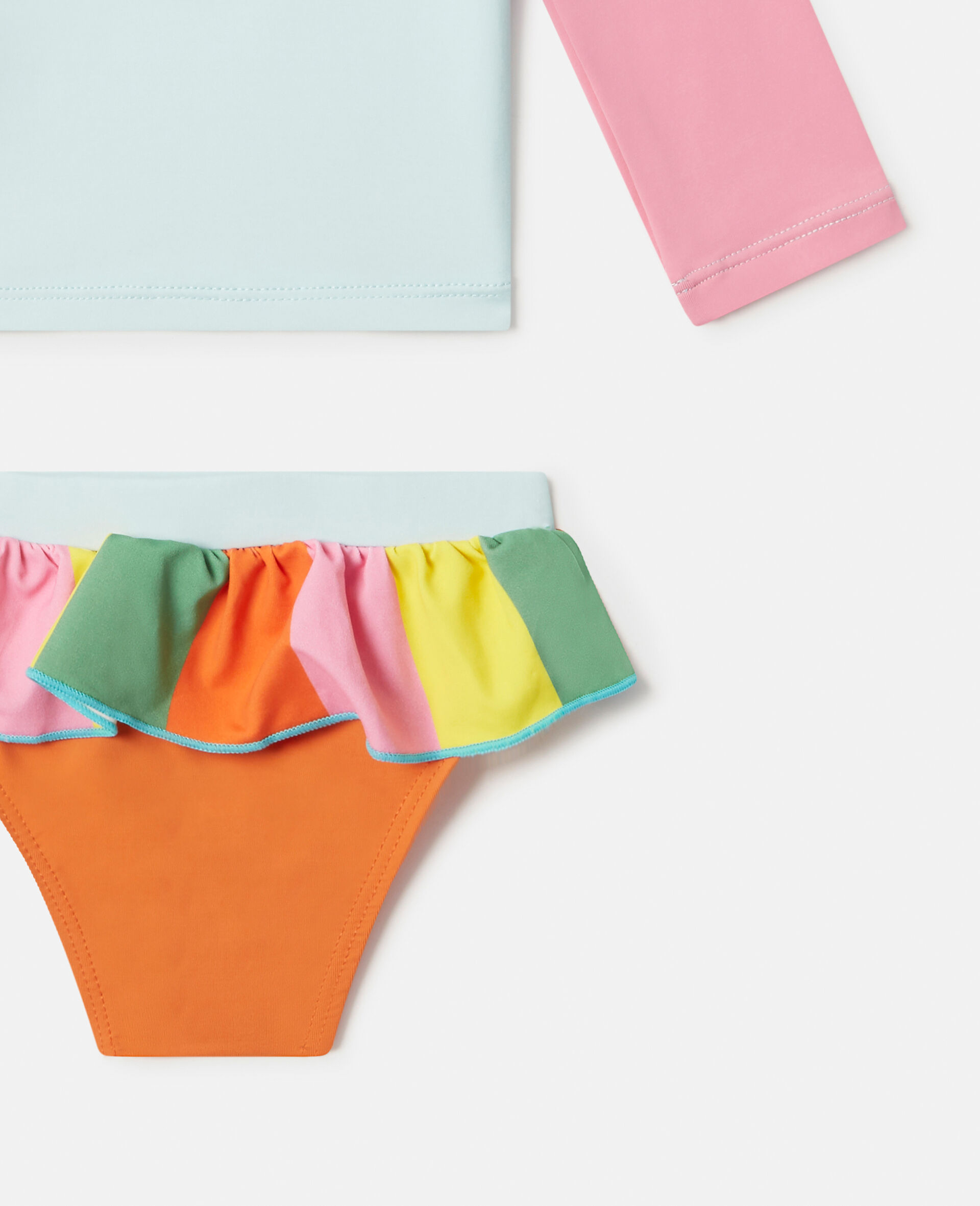 Double Parrot Print Frill Swim Top and Bikini Briefs-Multicolour-large image number 2