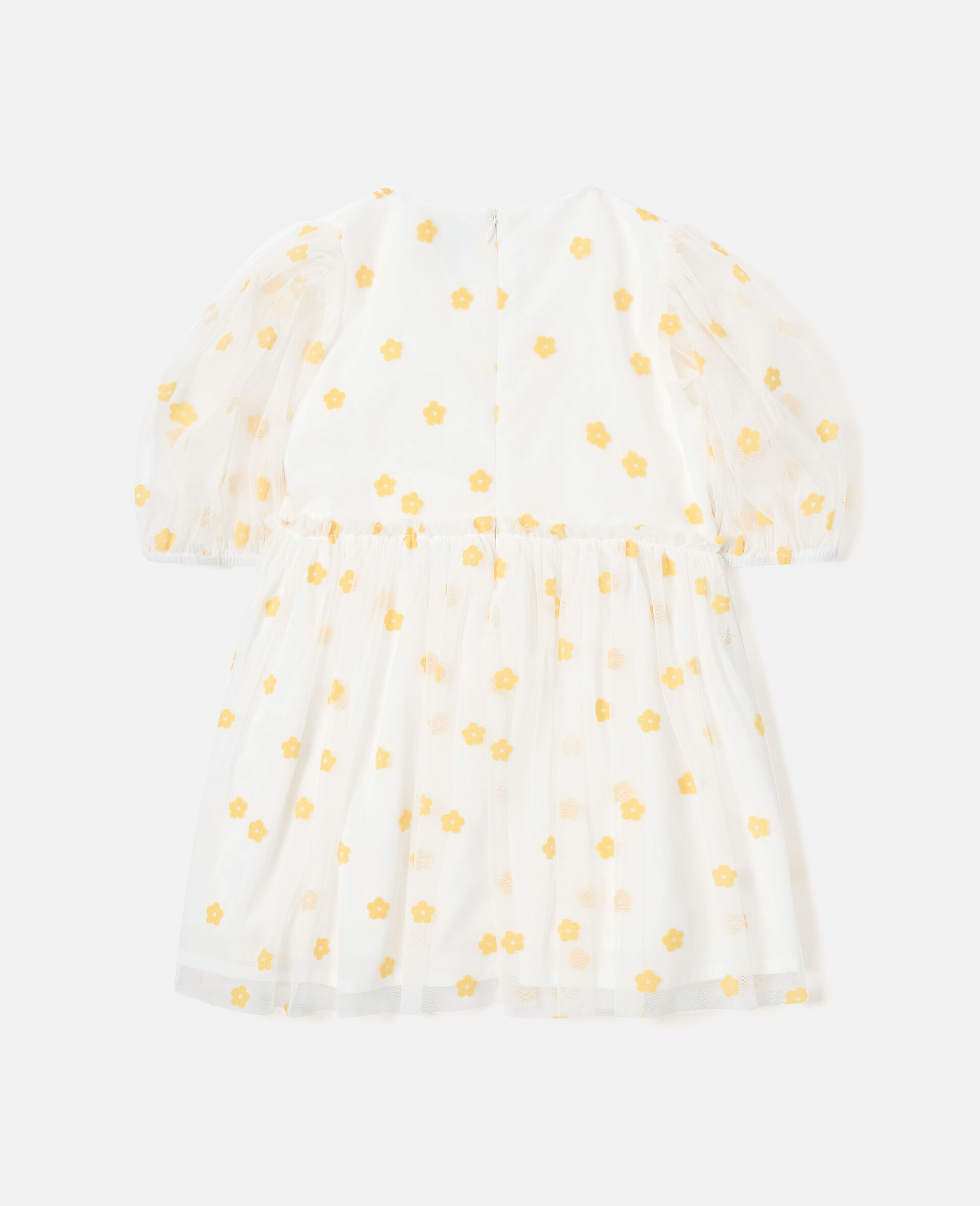 Floral Print Puff Sleeve Dress-White-large image number 2