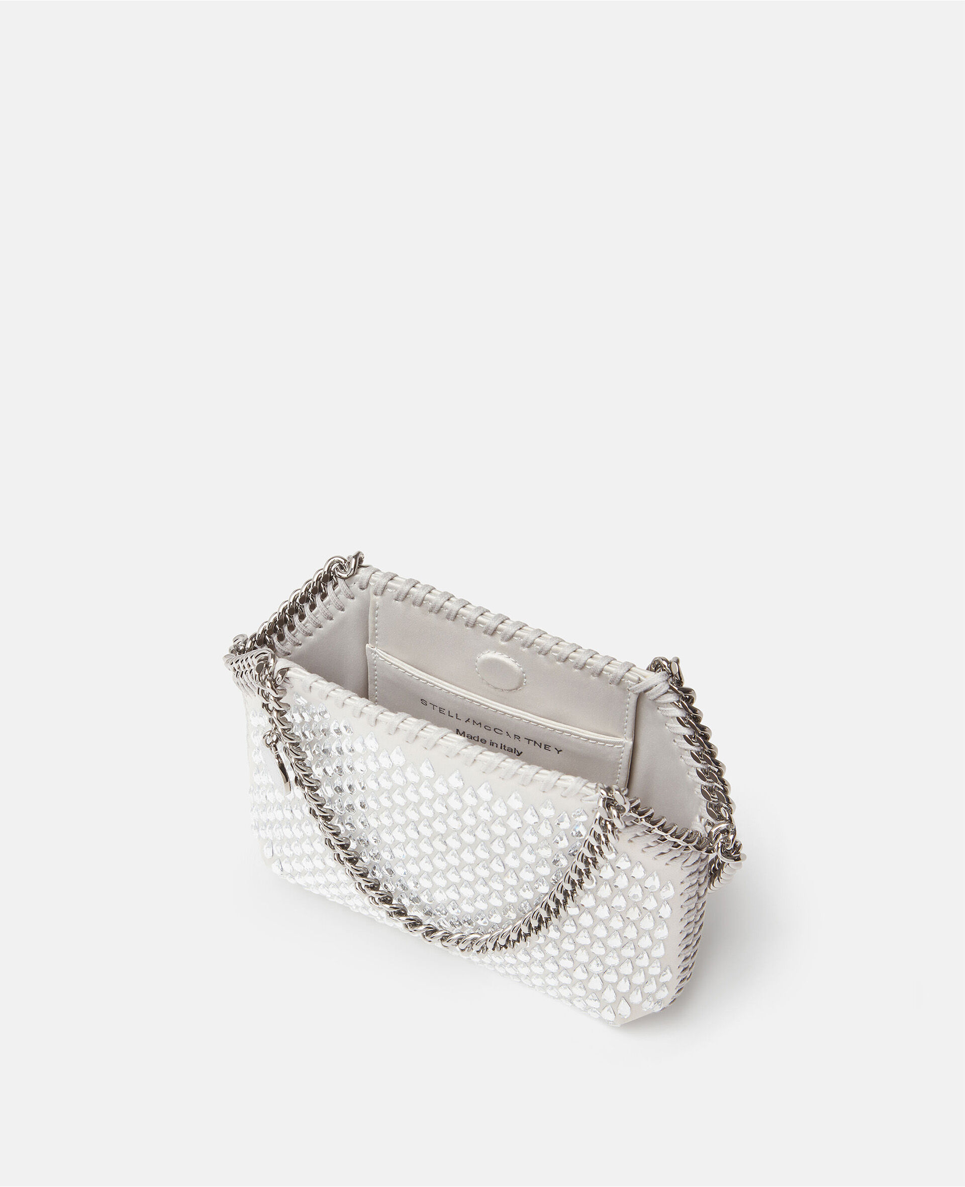 Women Silver Falabella Crystal Mesh Mini Tote Bag | Stella 