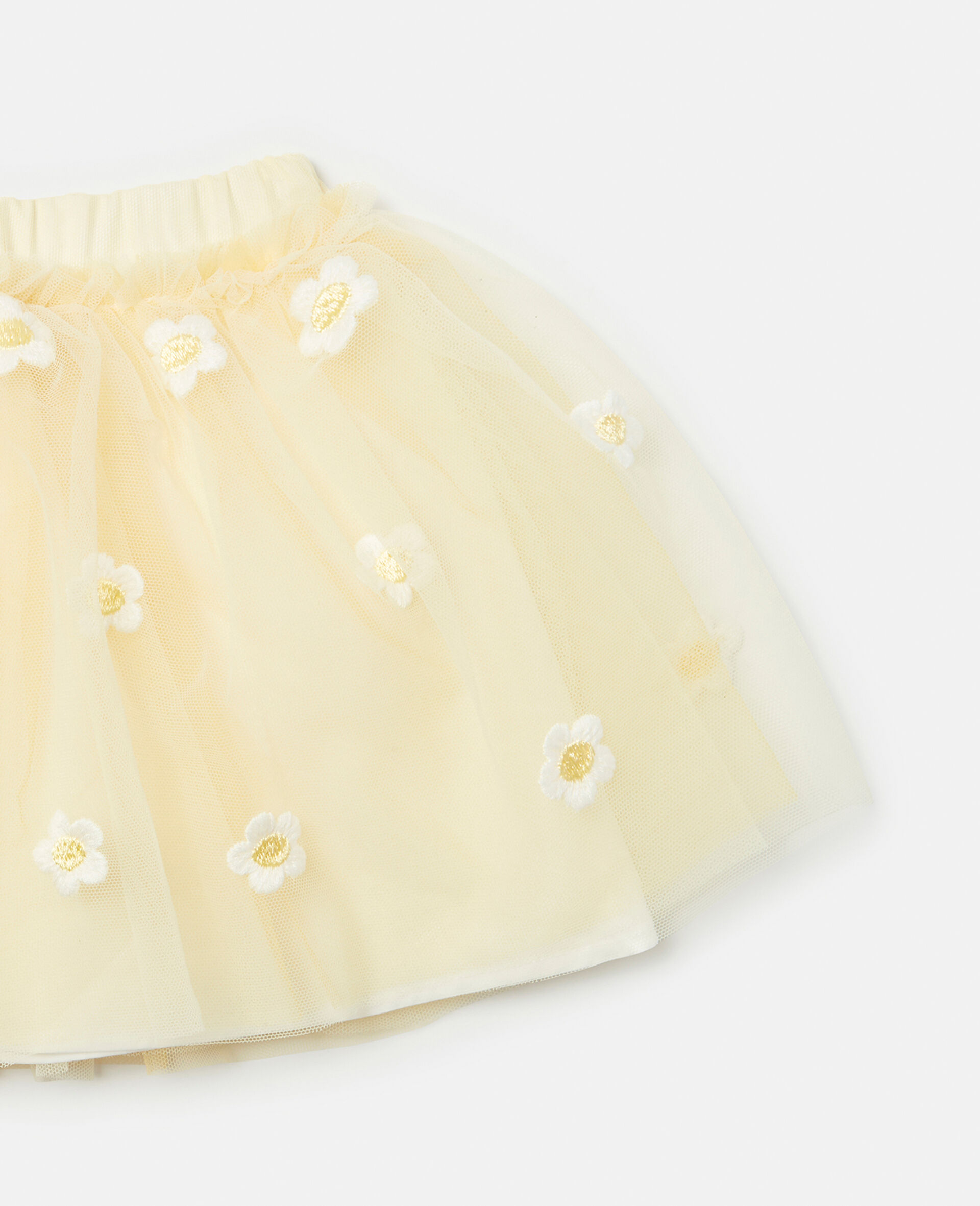 Daisy Embroidery Tulle Skirt-Yellow-large image number 3