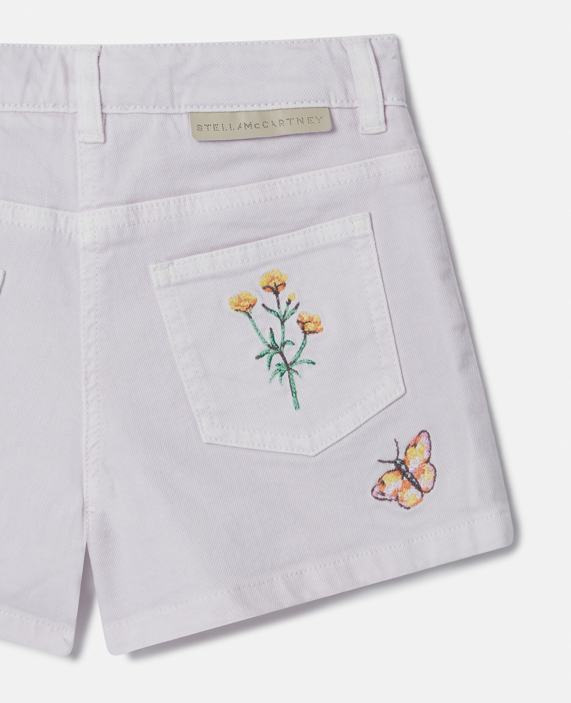Flower Embroidered Shorts-Purple-large image number 3