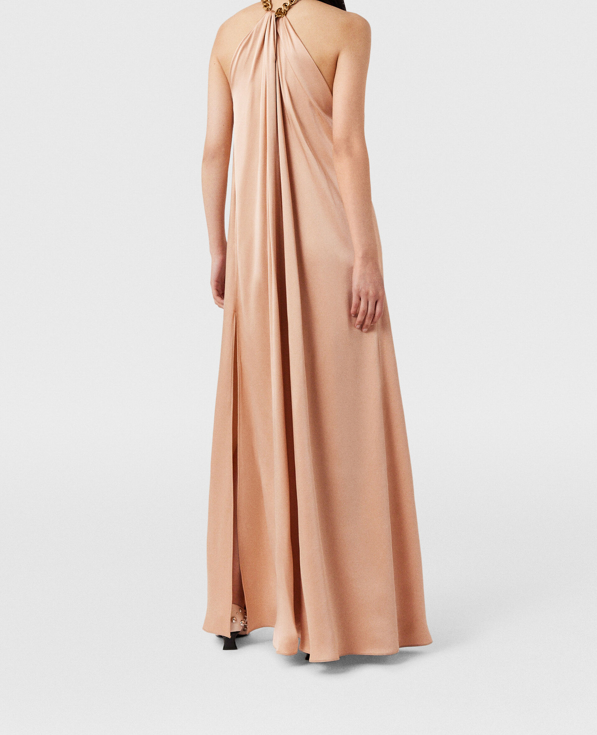 Maxikleid aus Satin mit Kette und Neckholder-Rose-large image number 3