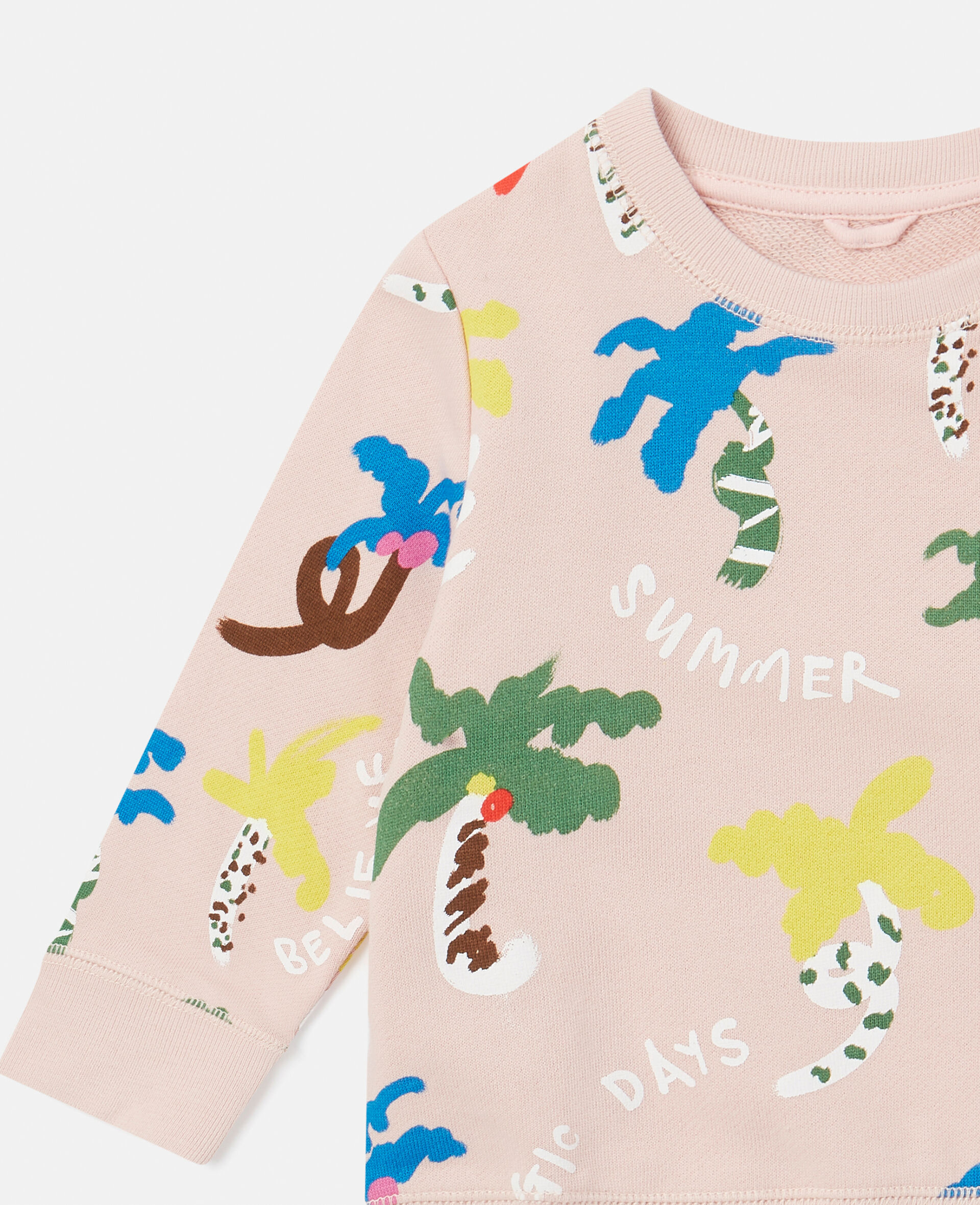 Palm Tree Print Sweatshirt-Pink-large image number 1
