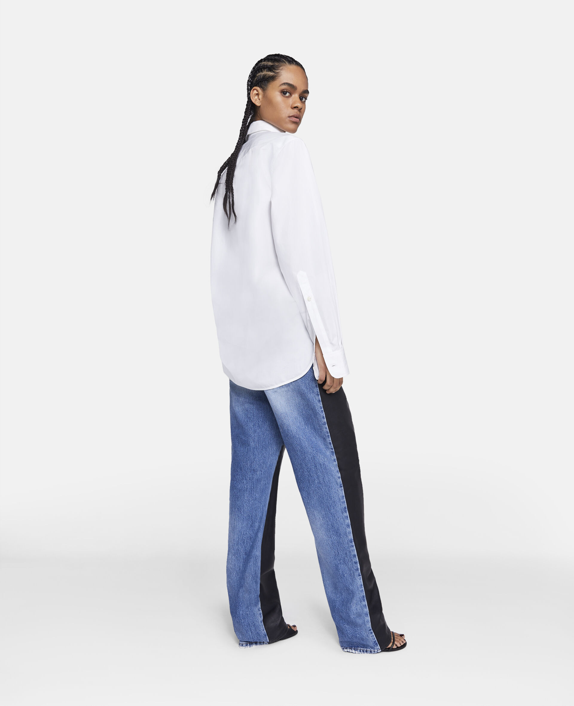 Upset Kitty Crochet Patch Longline Shirt-White-large image number 3