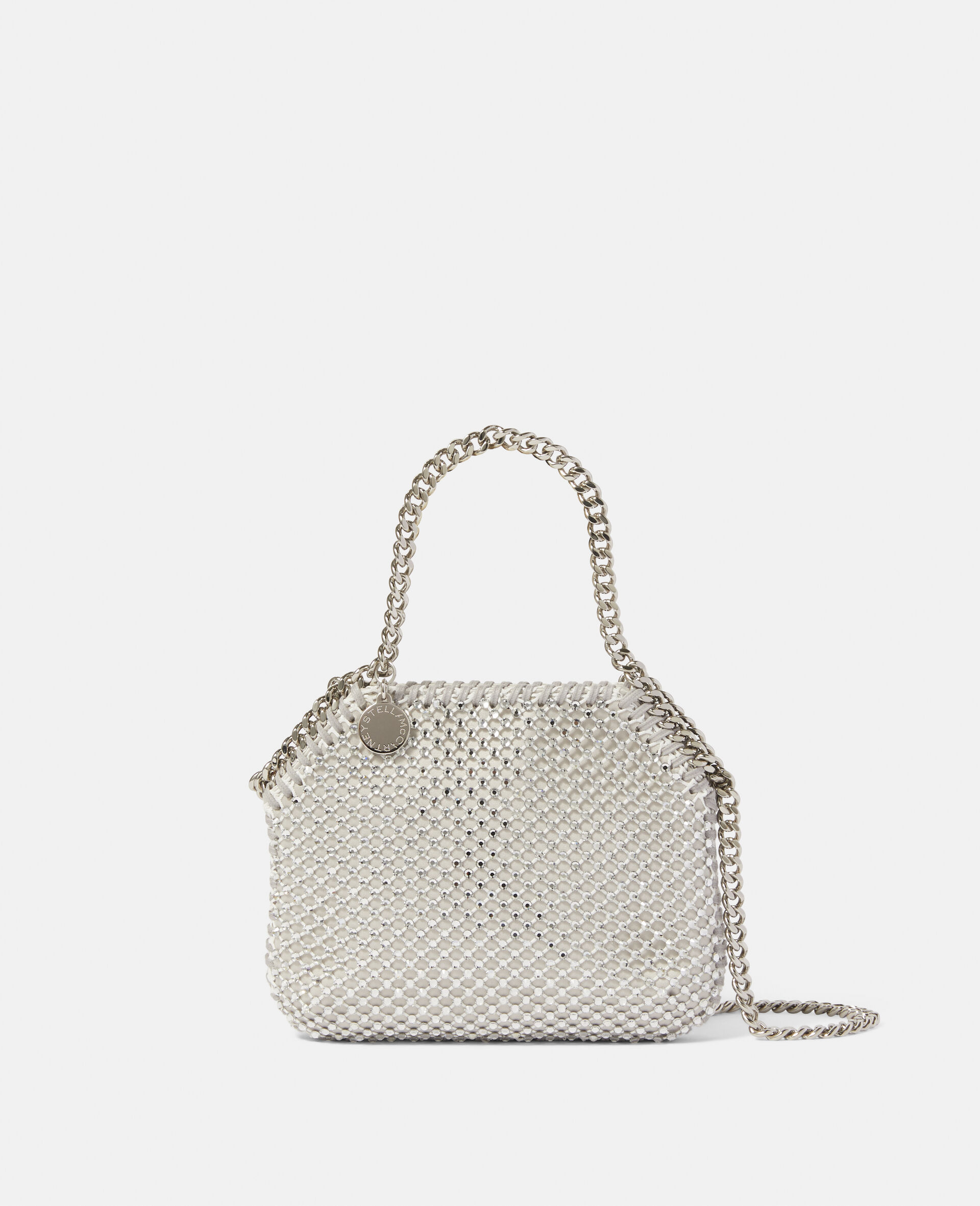 Women Silver Falabella Crystal Mesh Mini Tote Bag | Stella McCartney US