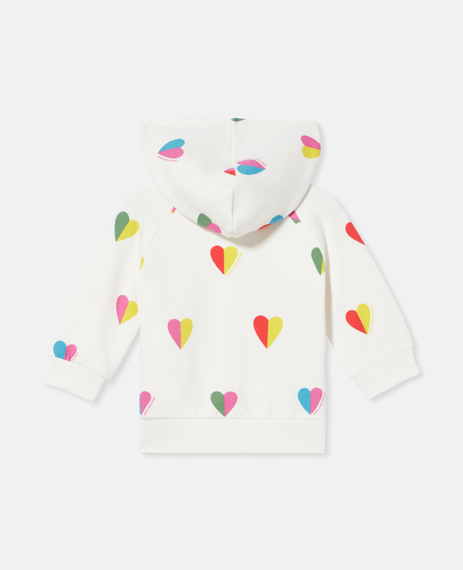 Heart Print Zip Hoodie-White-large image number 2