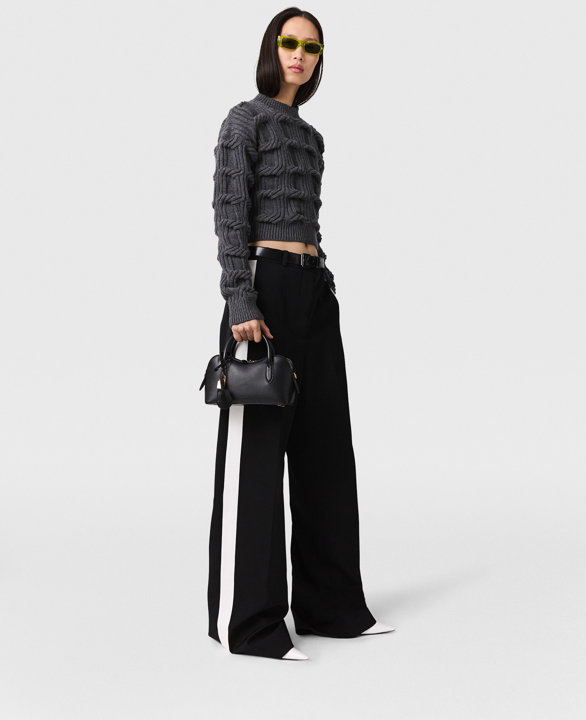 ステラマッカートニー　ファラベラケーブルニット　セーター Women ダークグレー メランジ ファラベラ ケーブルニット