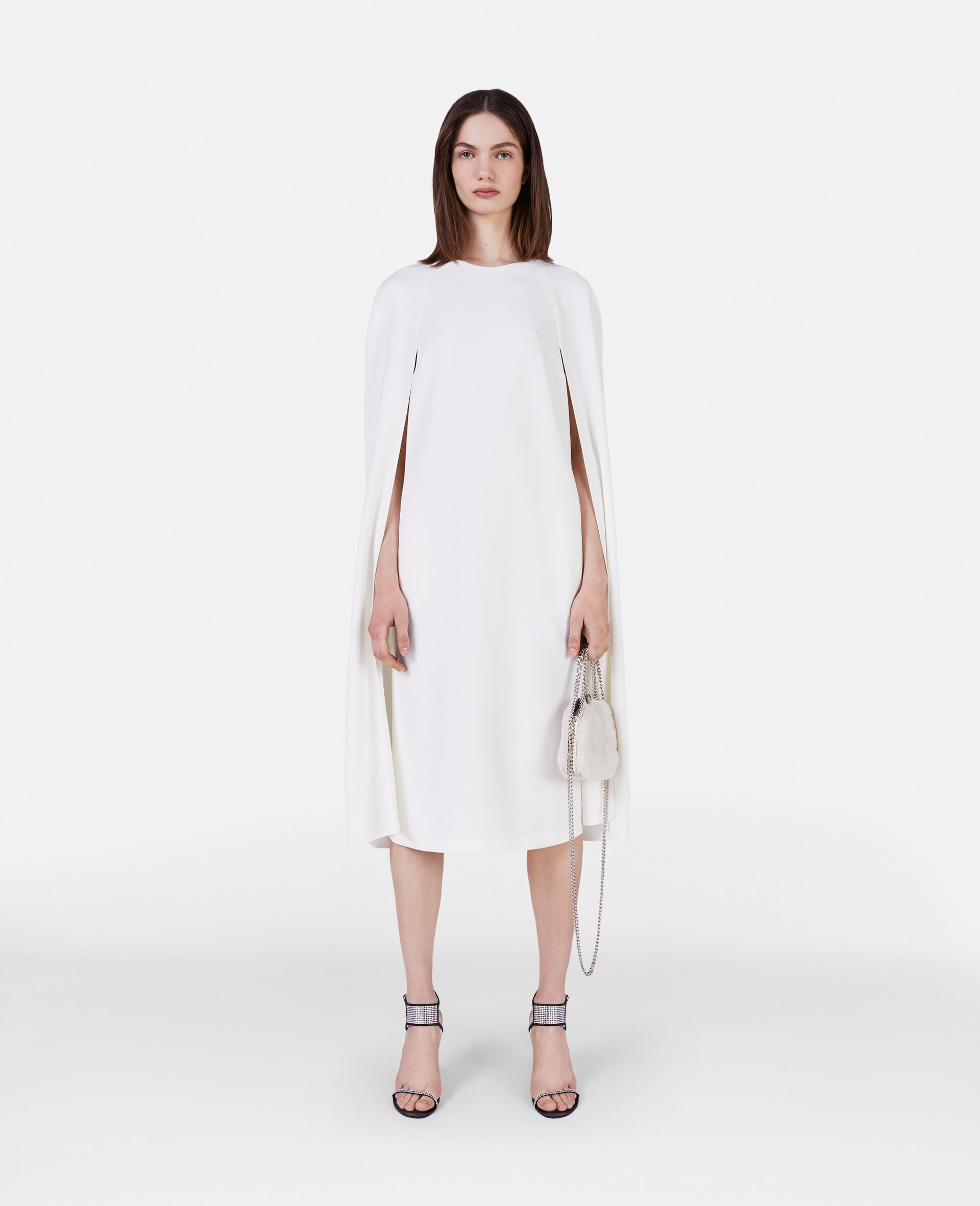 Cape Dress-White-model