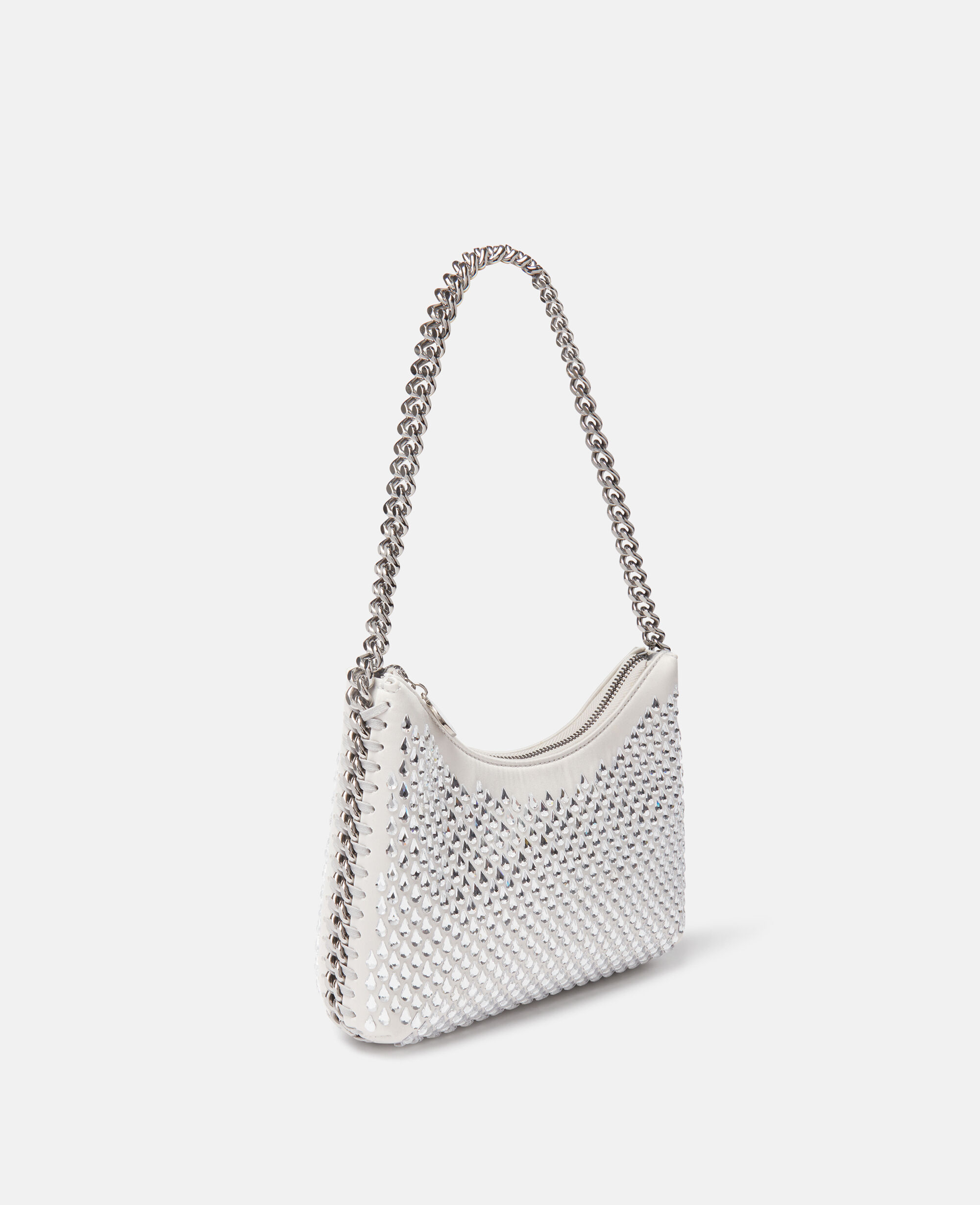 Women Silver Falabella Crystal Mesh Mini Zipped Shoulder Bag | Stella  McCartney US