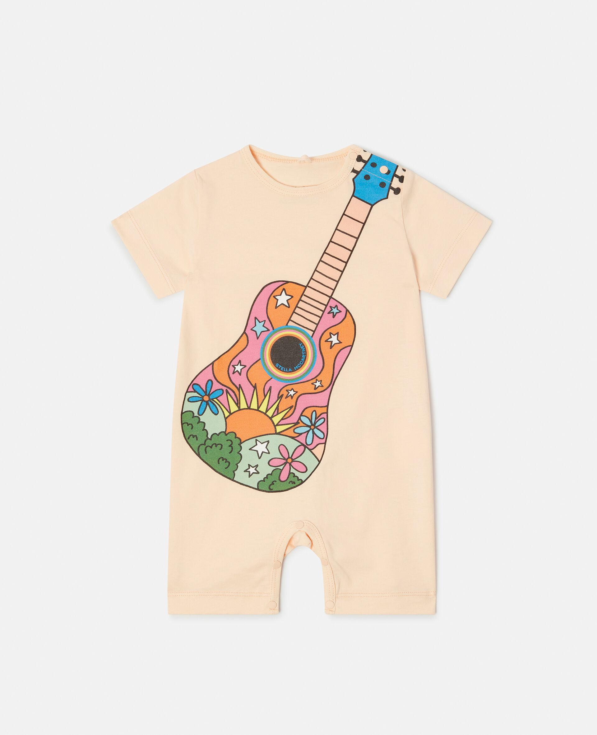 Hippie Guitar Print Romper-Pink-large image number 0