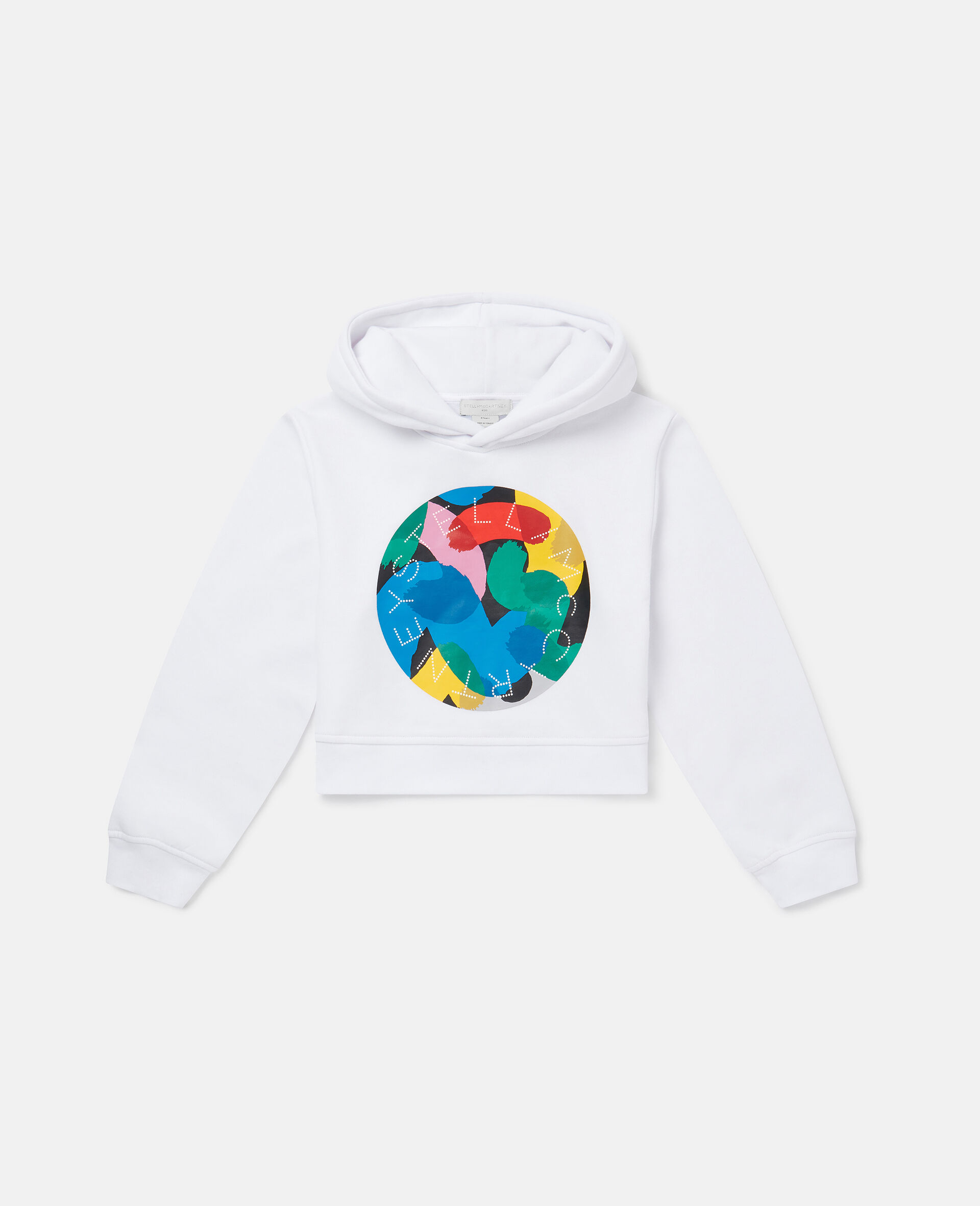 Sweat a capuche court a motif graphique Pop et logo-Blanc-large image number 0