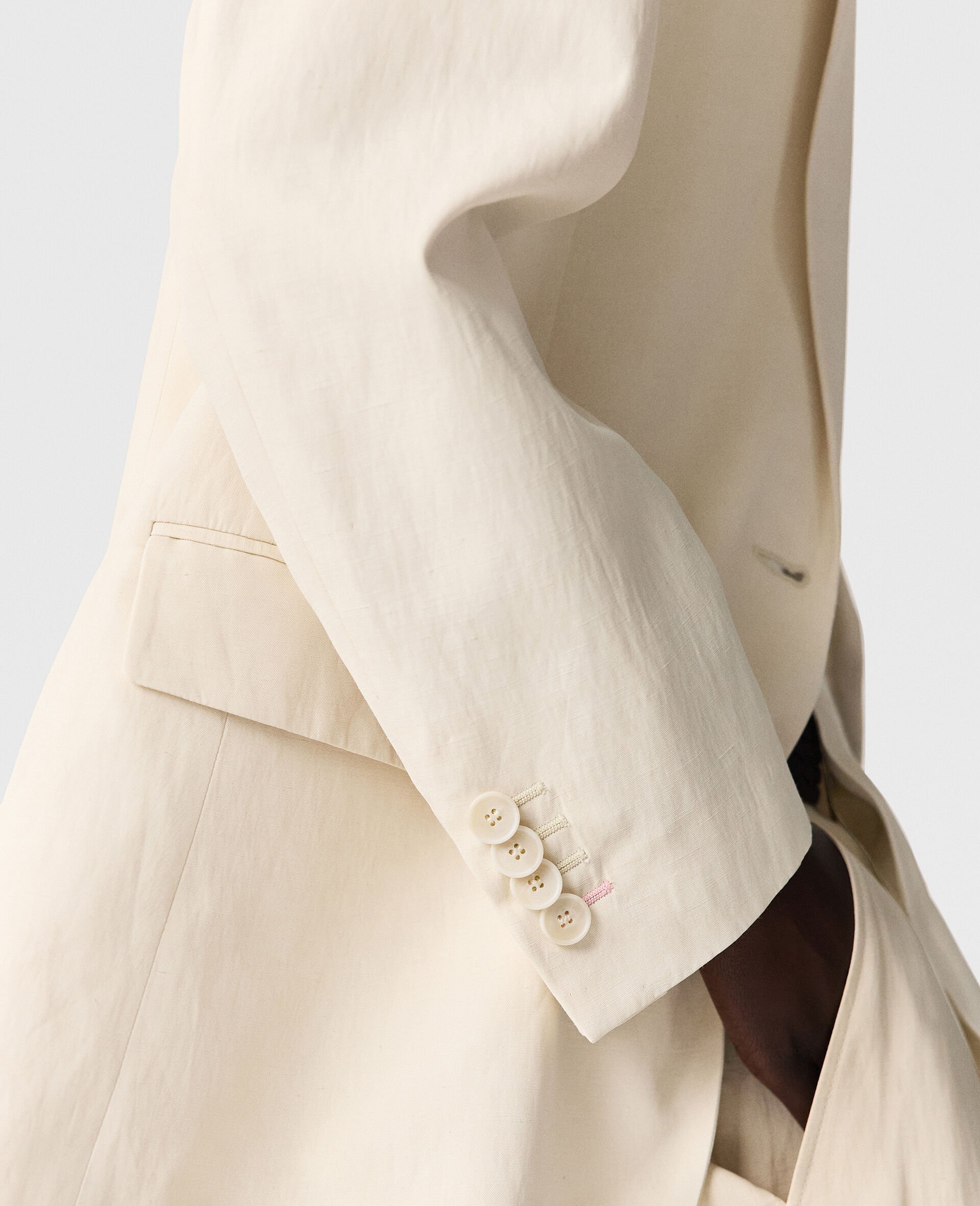 Blazer oversize a simple boutonnage-Beige-large image number 3