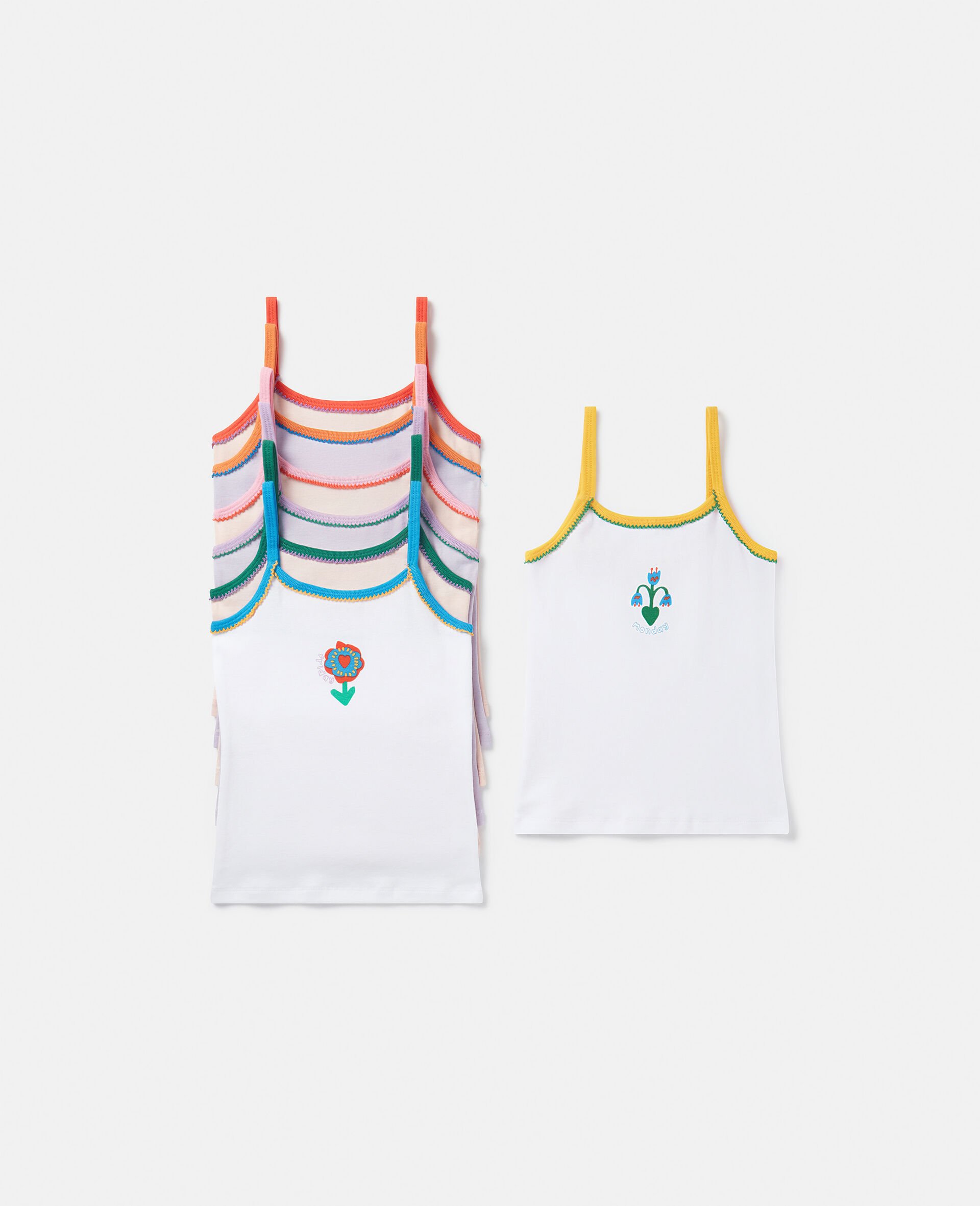 7 Pack of Flower Print Days of the Week Vests-Multicoloured-medium