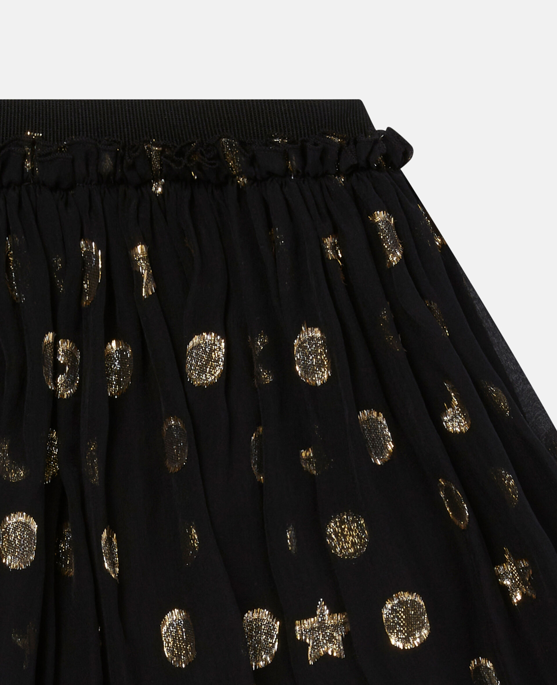 Gold Pleated Shapes Print Skirt-Black-large image number 2